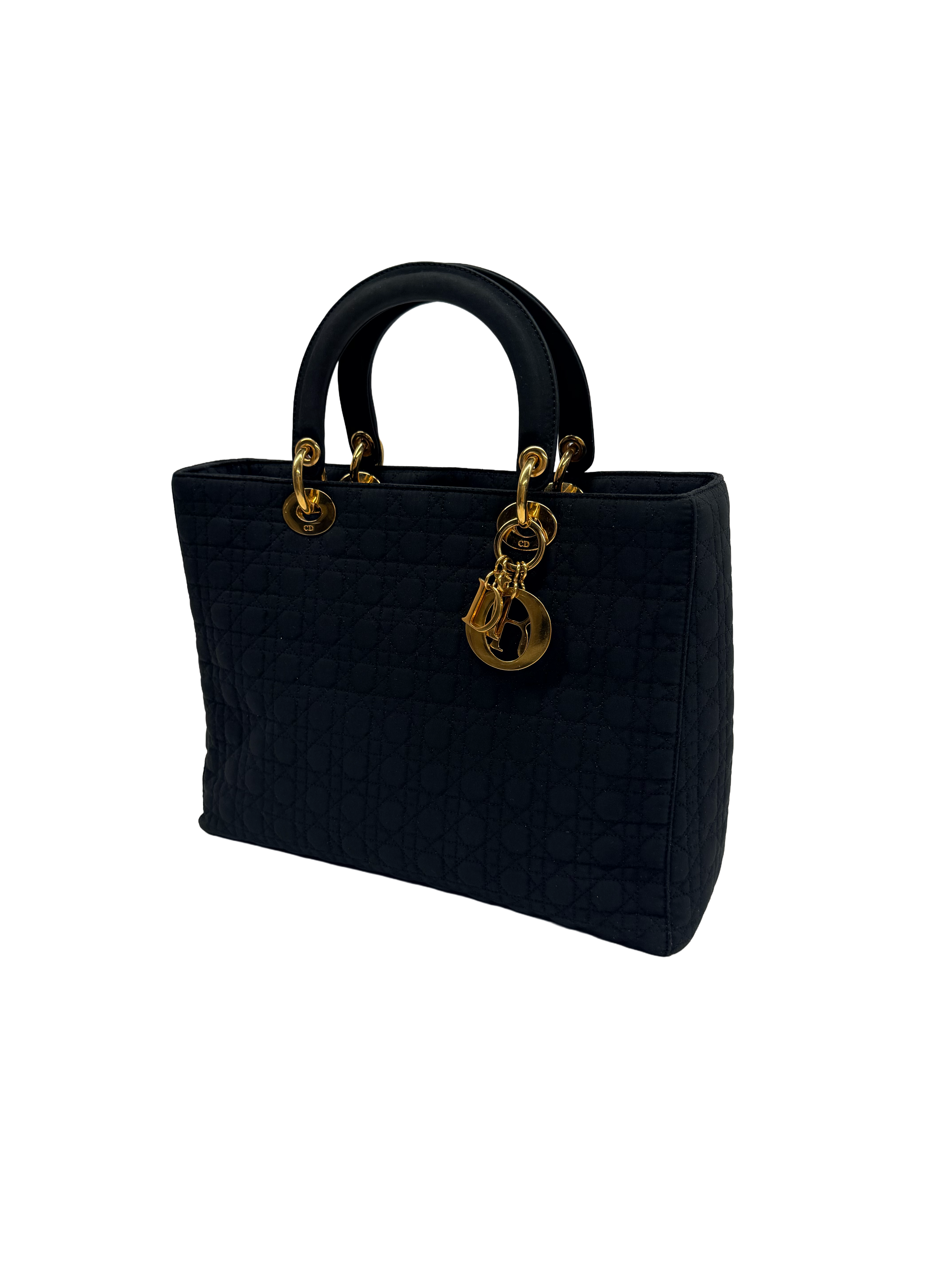 Vintage Lady Dior Large - Black Quilted Nylon
