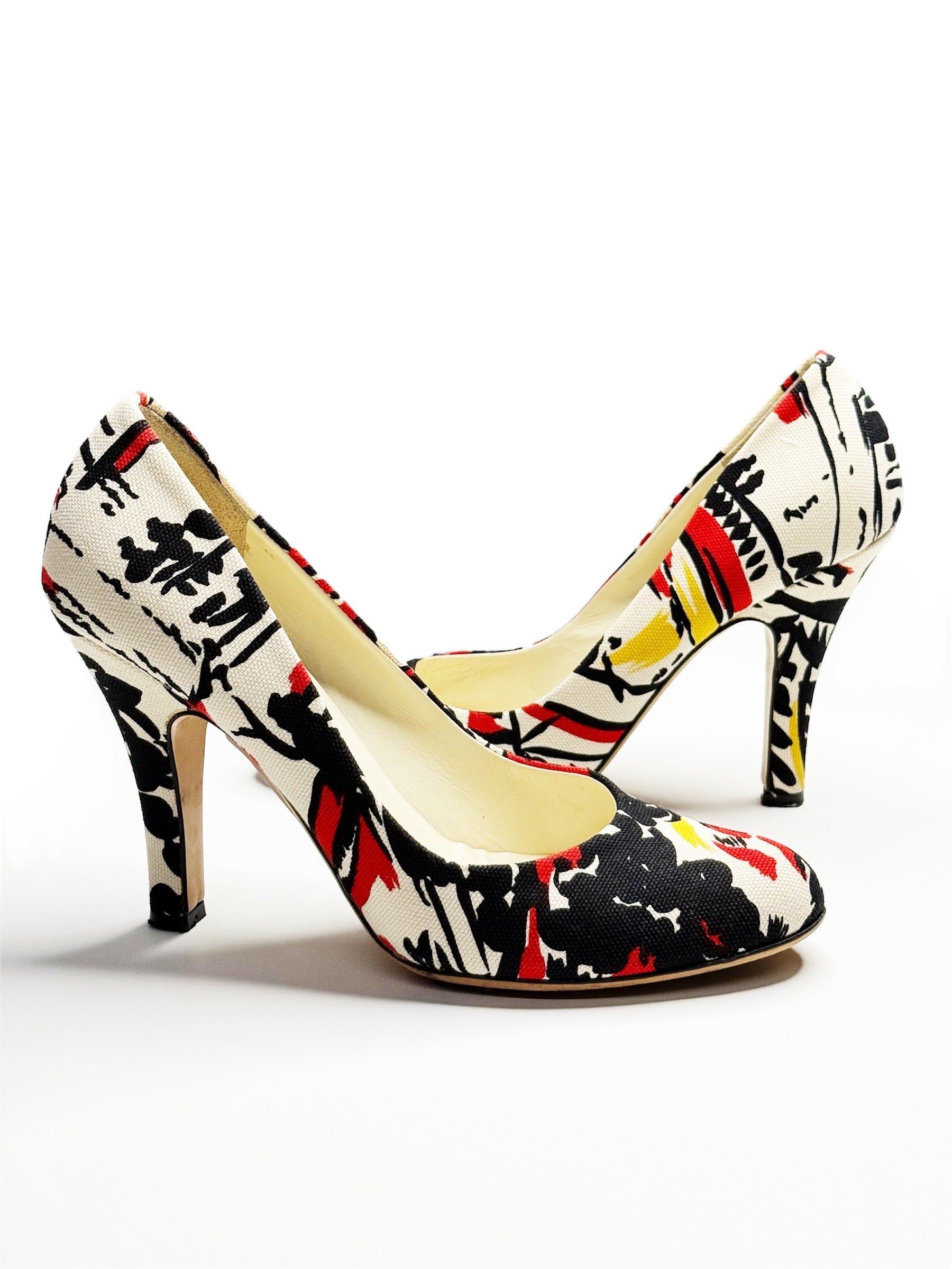 Prada Printed Canvas Pumps