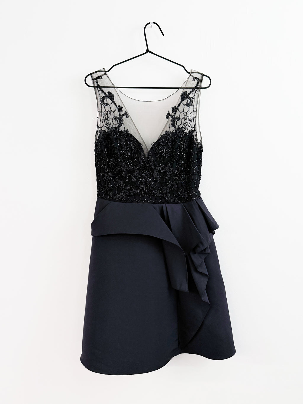 MARCHESA NOTTE Black Embellished Cocktail Dress