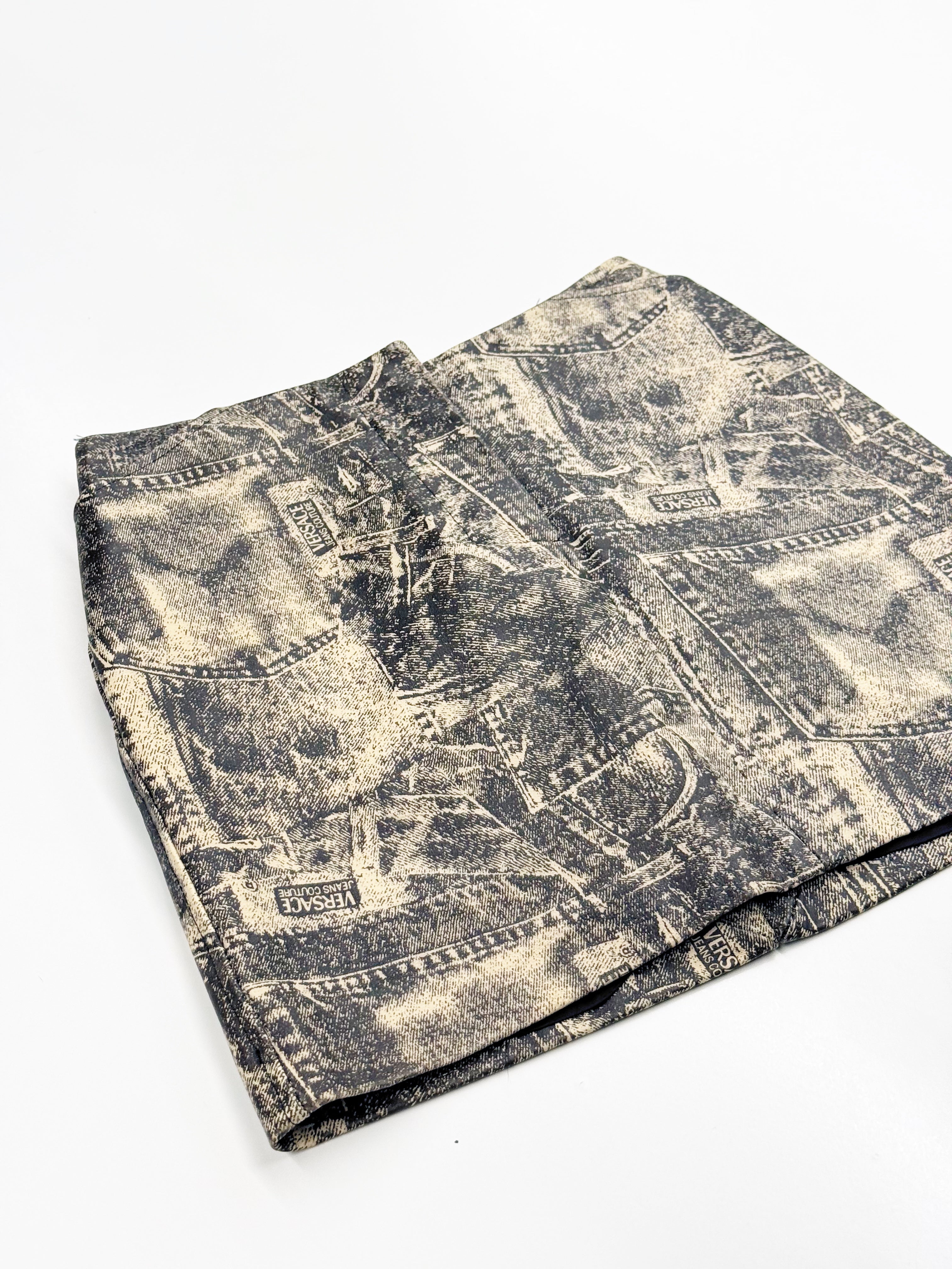 Vintage Versace Jeans Couture Leather Mini Skirt