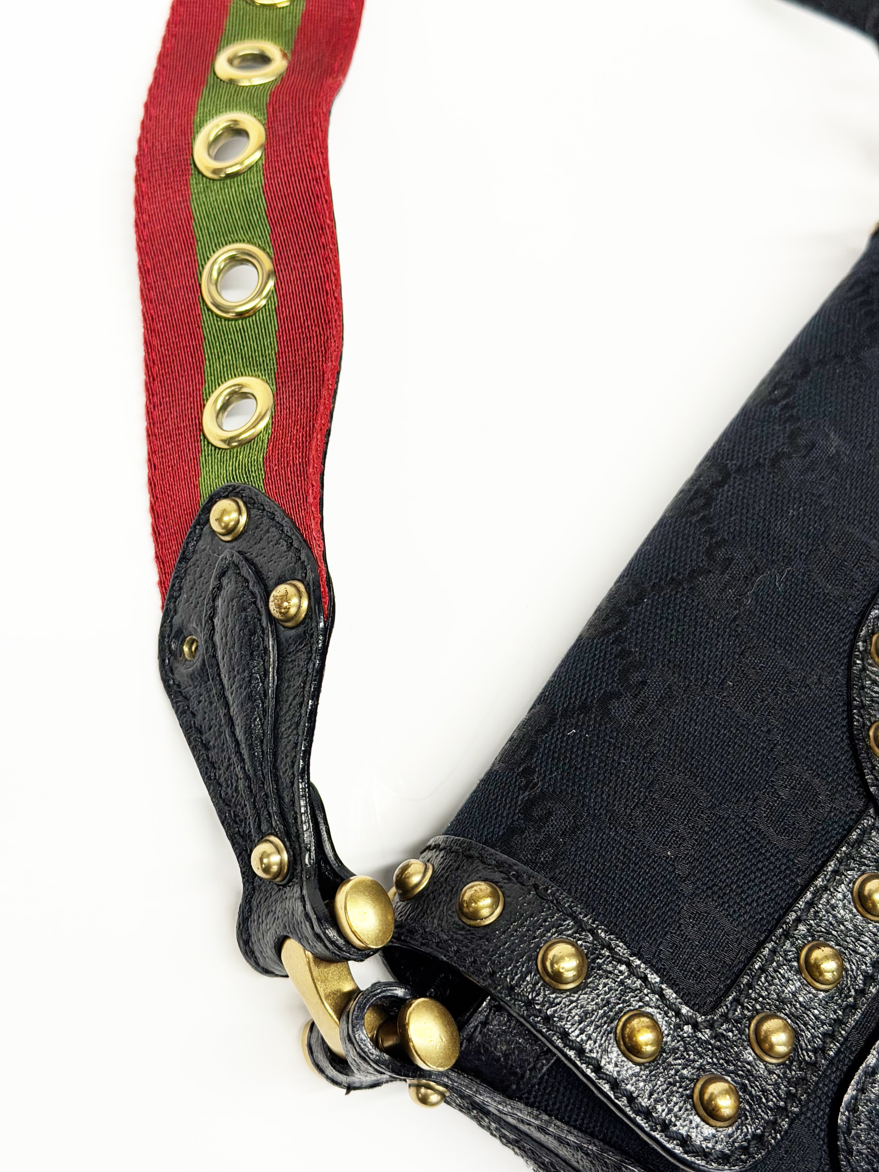 GUCCI Tom Ford Era Studded GG Monogram Horsebit Shoulder Bag – Early 2000s