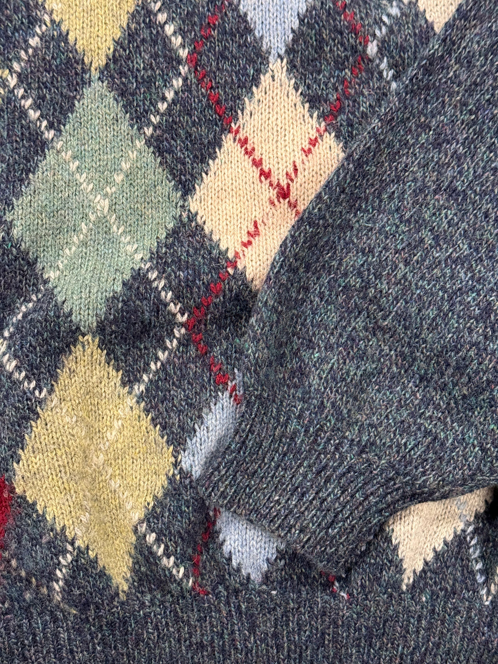 Edwin Italy Wool Argyle Knit Polo Sweater