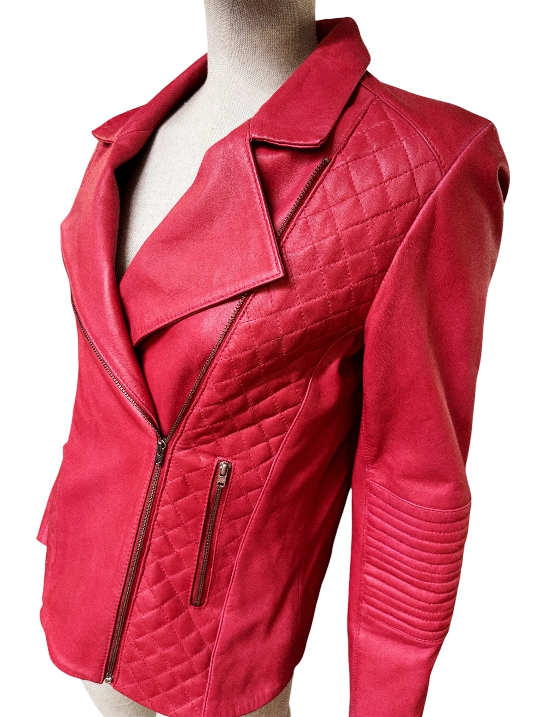 Pablo Gerard Darel Red Lamb Leather Jacket