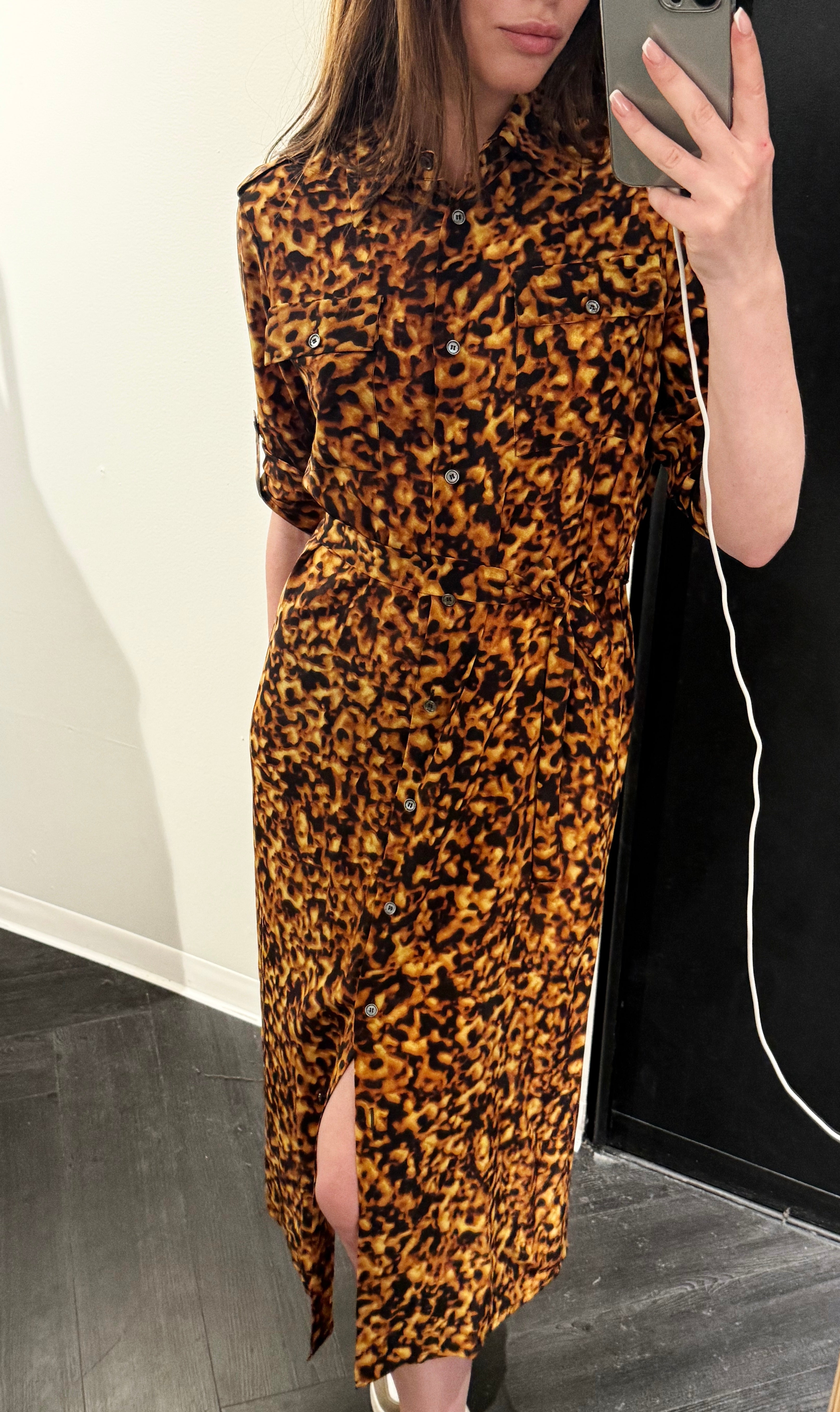 Celine Silk Dress in Leopard Print