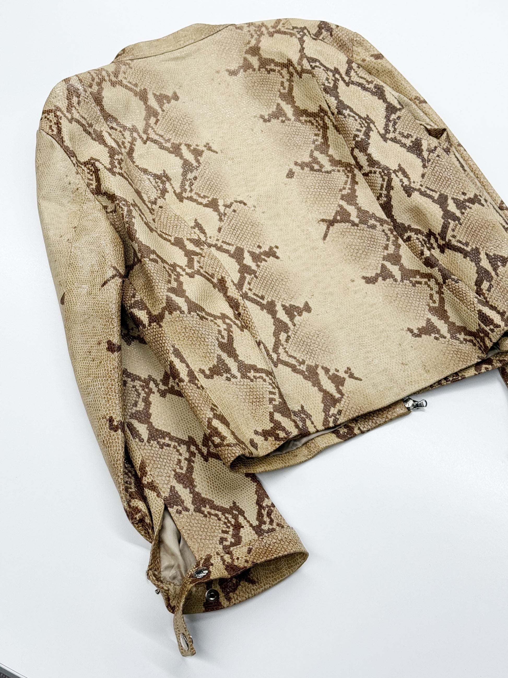 Vintage Patrizia Pepe Snake-Effect Leather Jacket