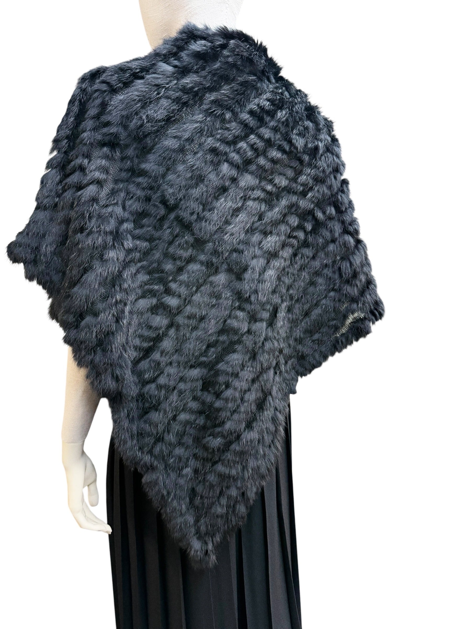Liesel Black Fur Poncho