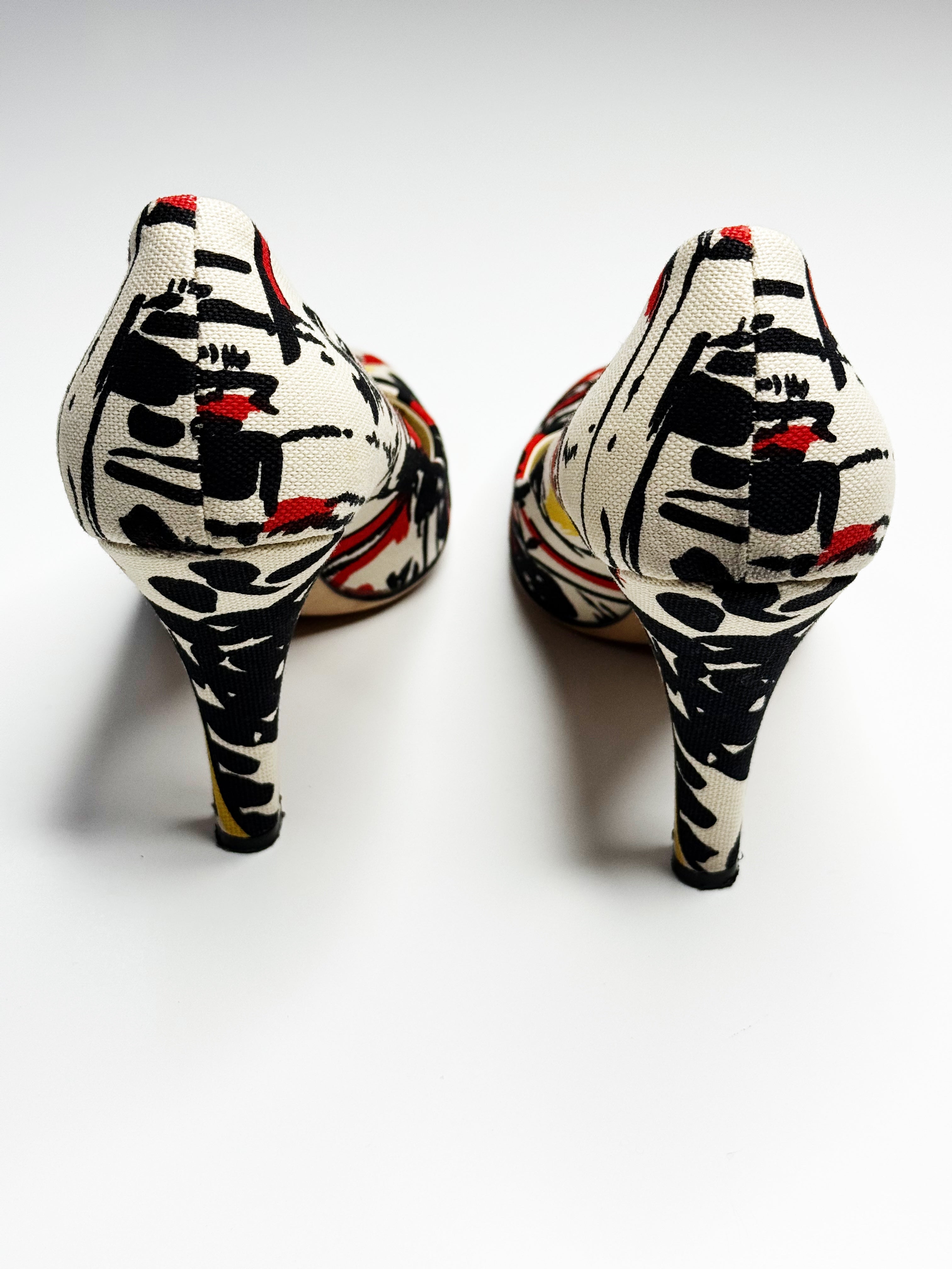 Prada Printed Canvas Pumps