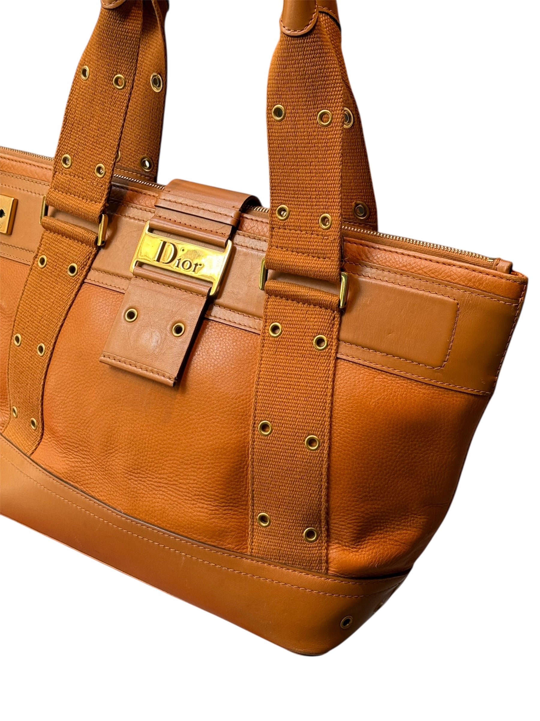 Christian Dior Brown Leather Tote Bag – Vintage Luxury Shoulder Handbag