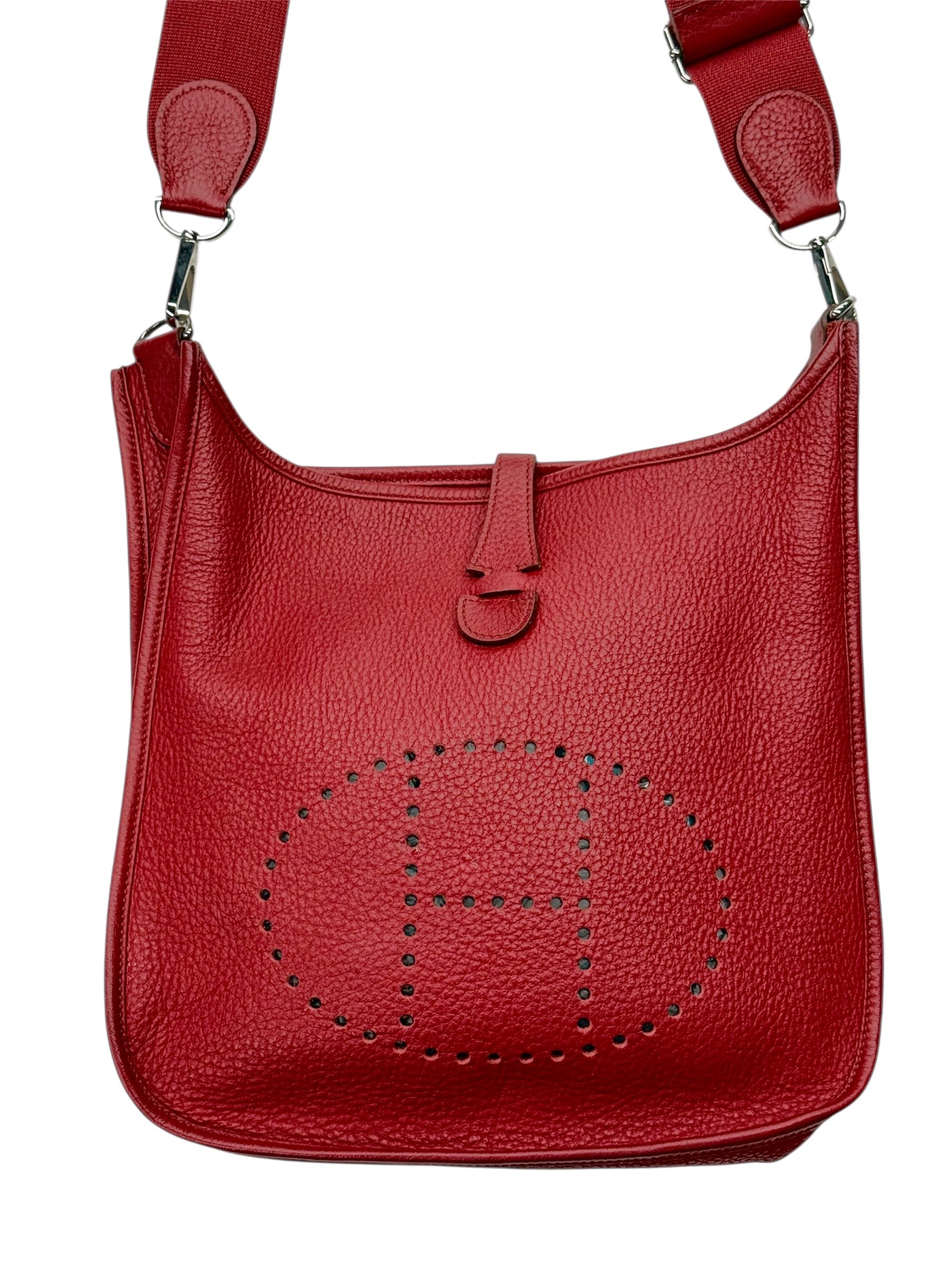 Hermès Evelyne III PM Red Clemence Leather Crossbody Bag
