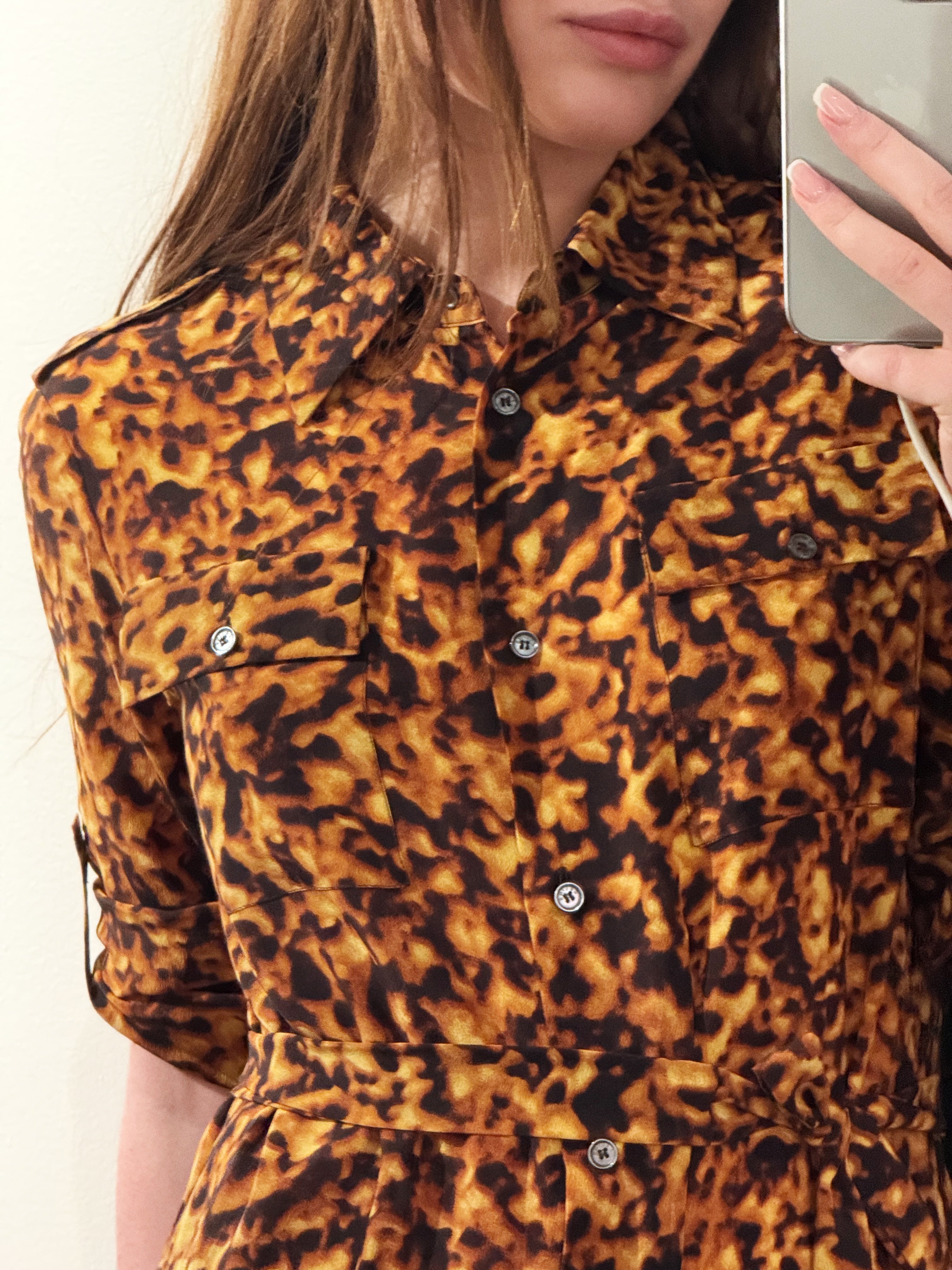 Celine Silk Dress in Leopard Print