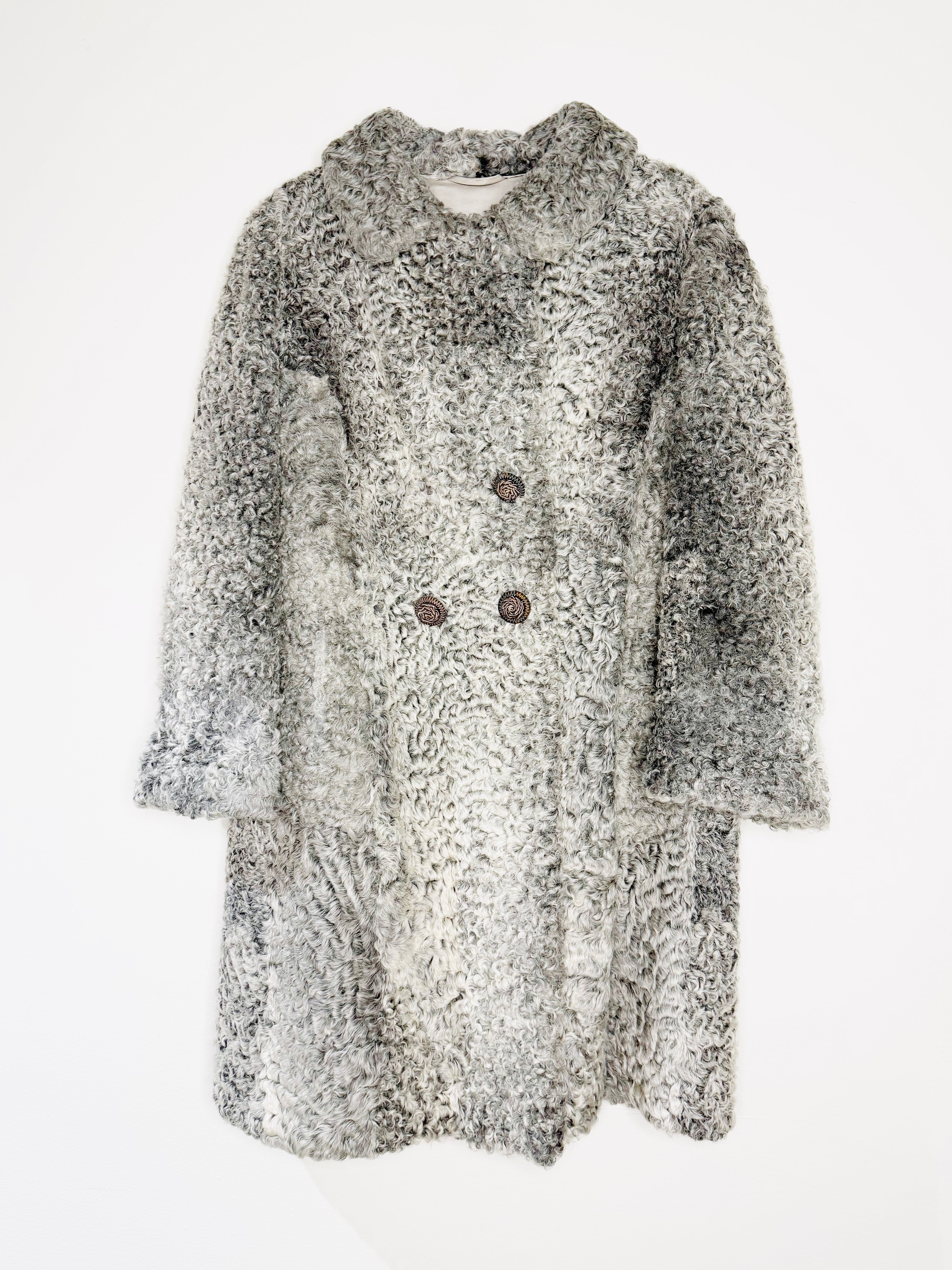 Vintage Grey Curly Fur Coat