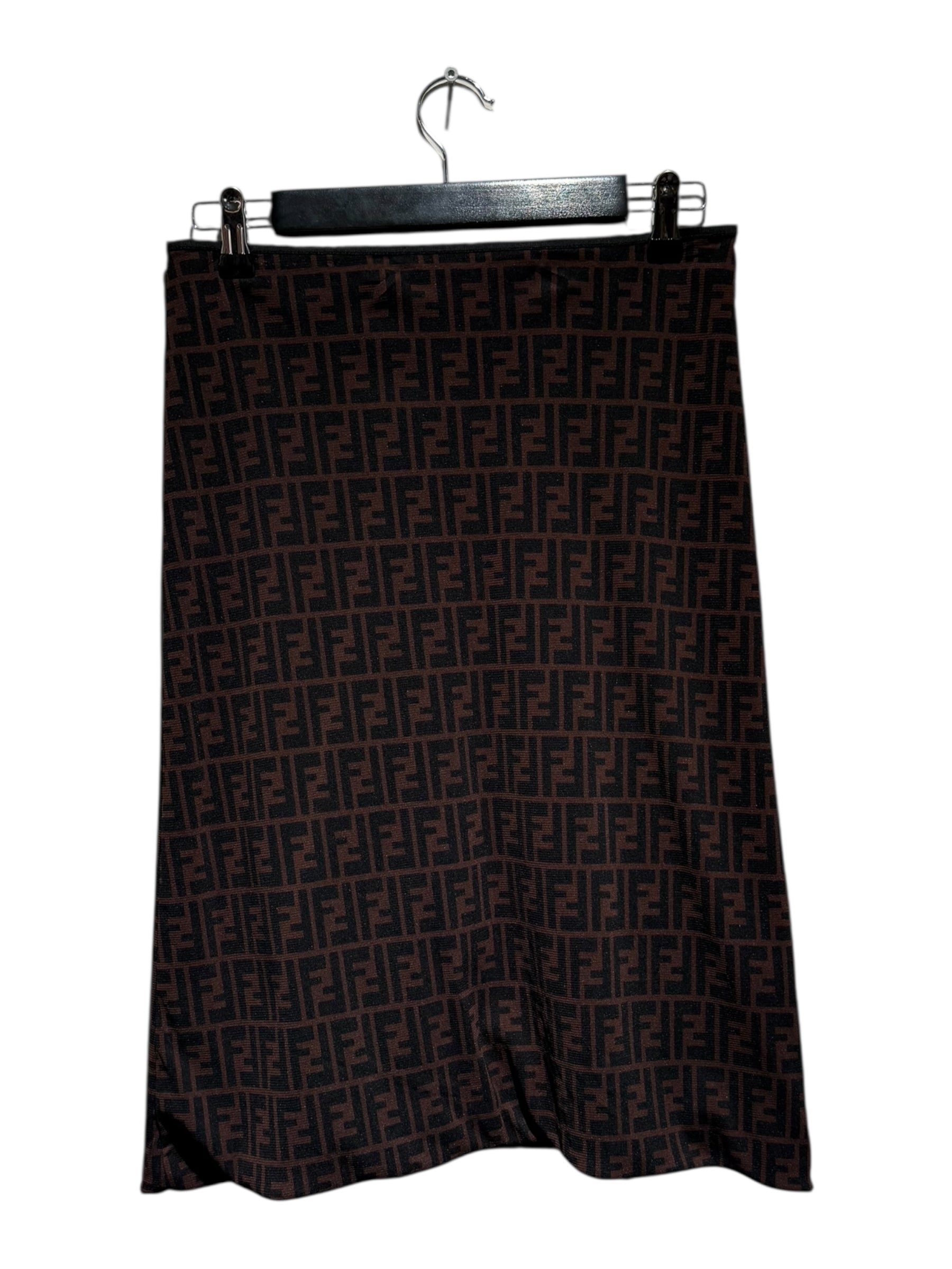 Fendi Maglia Vintage Black Two-Piece Set — Turtleneck Top & Skirt, Made in Italy