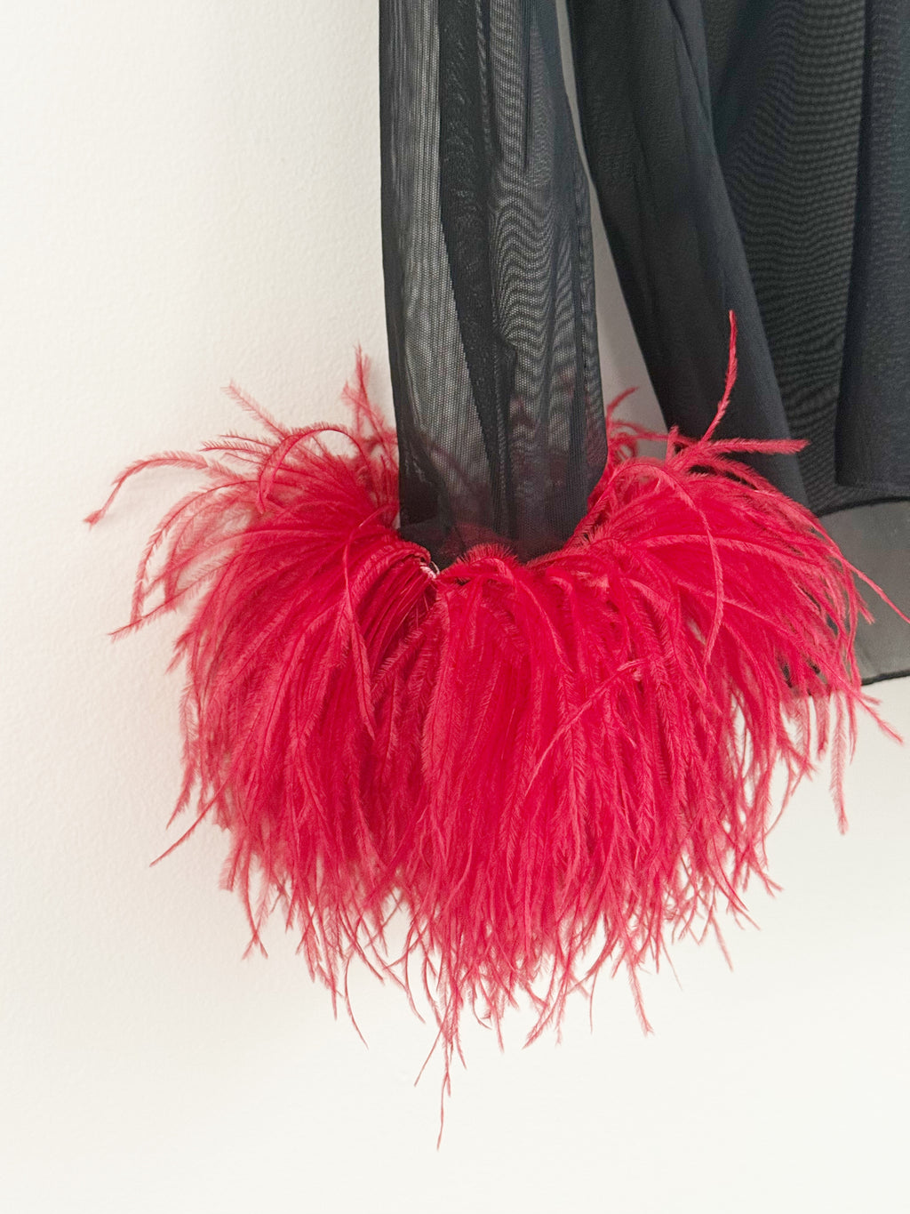 Sheer Feather-Trim Blouse