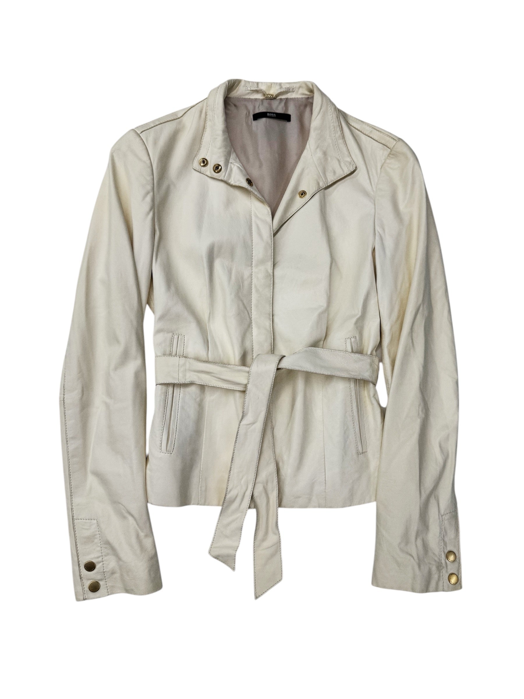 HUGO BOSS Lamb Leather Belted Jacket