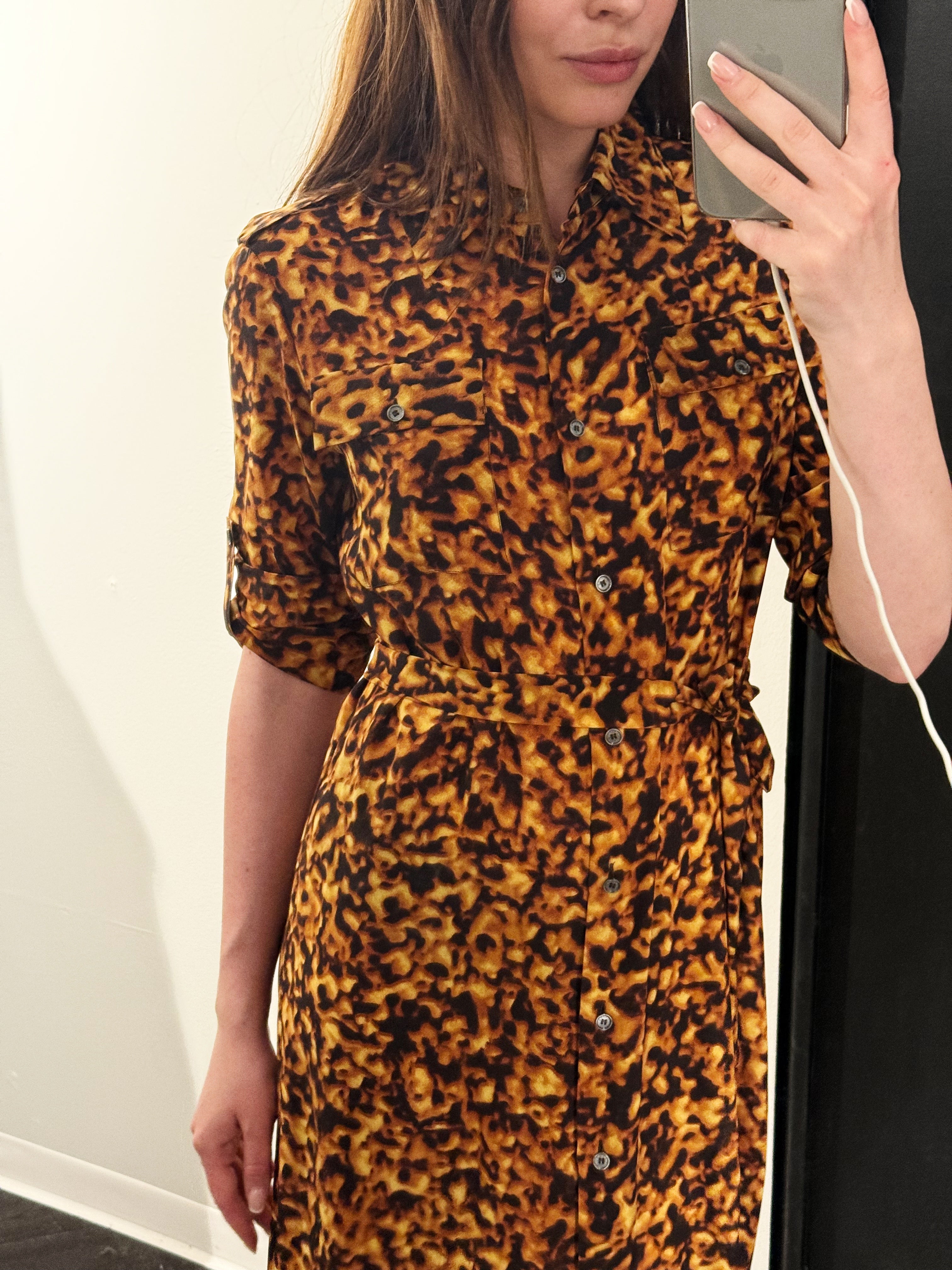 Celine Silk Dress in Leopard Print