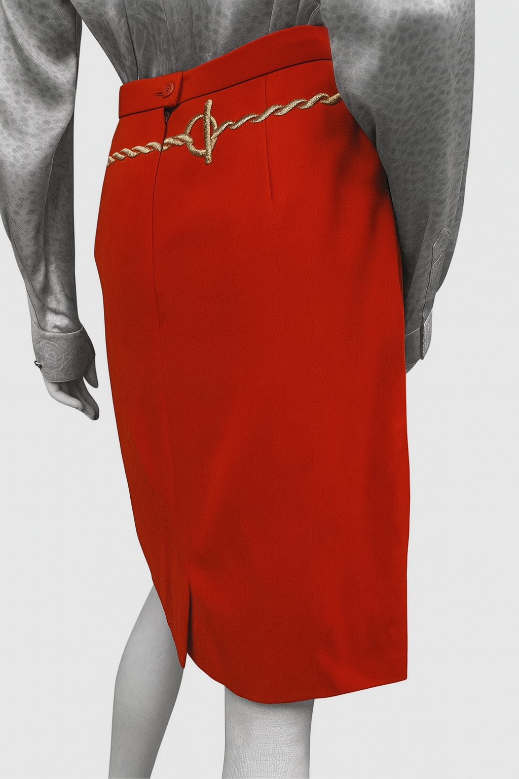 Vintage Escada Red Wool Embroidered Skirt – EU 42