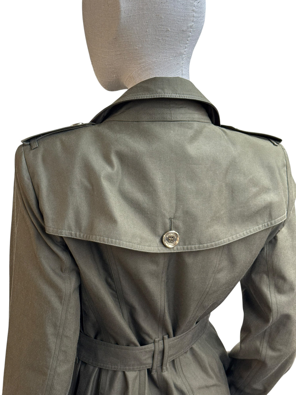 BURBERRY PRORSUM Olive Green Double-Breasted Trench Coat - EU 42