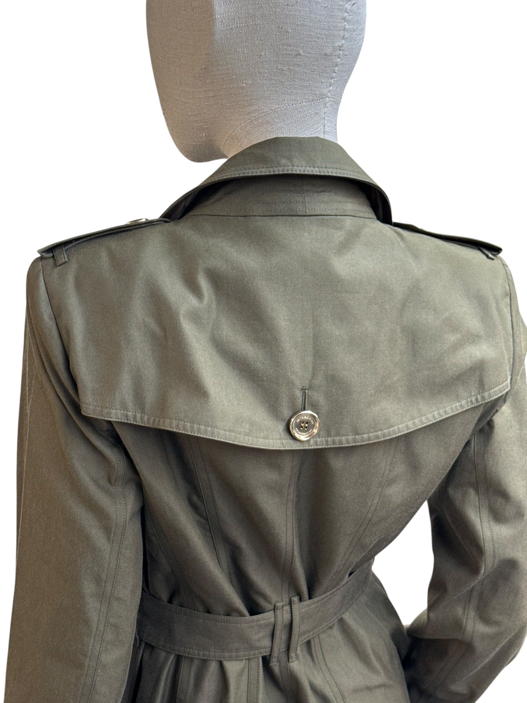 BURBERRY PRORSUM Olive Green Double-Breasted Trench Coat - EU 42