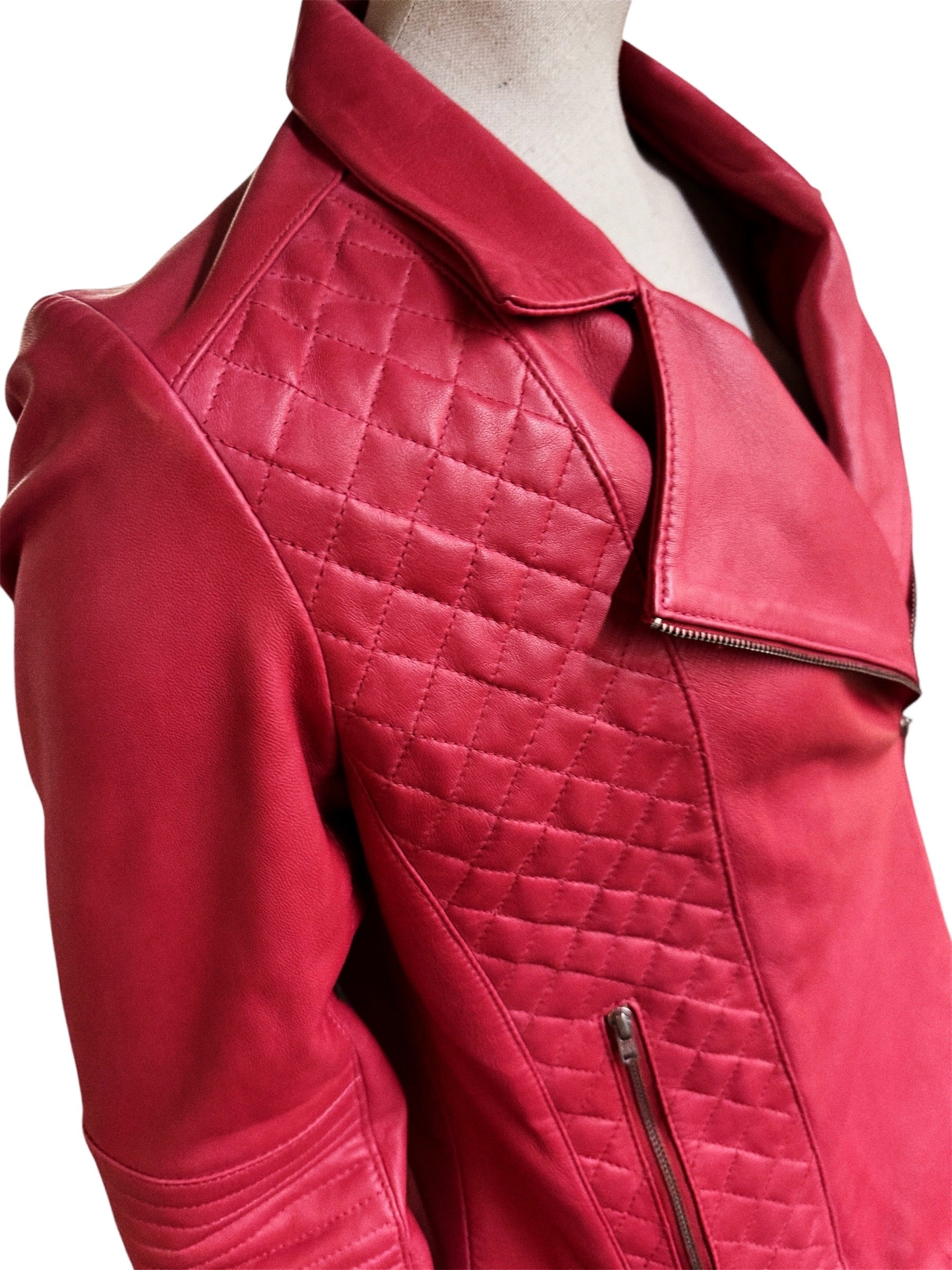 Pablo Gerard Darel Red Lamb Leather Jacket