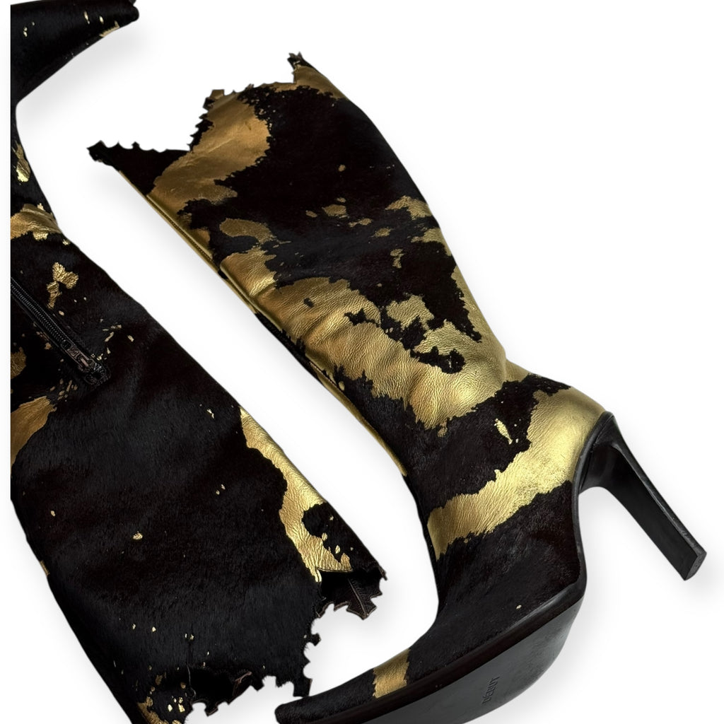 DÉBUT BLACK AND GOLD LEATHER BOOTS