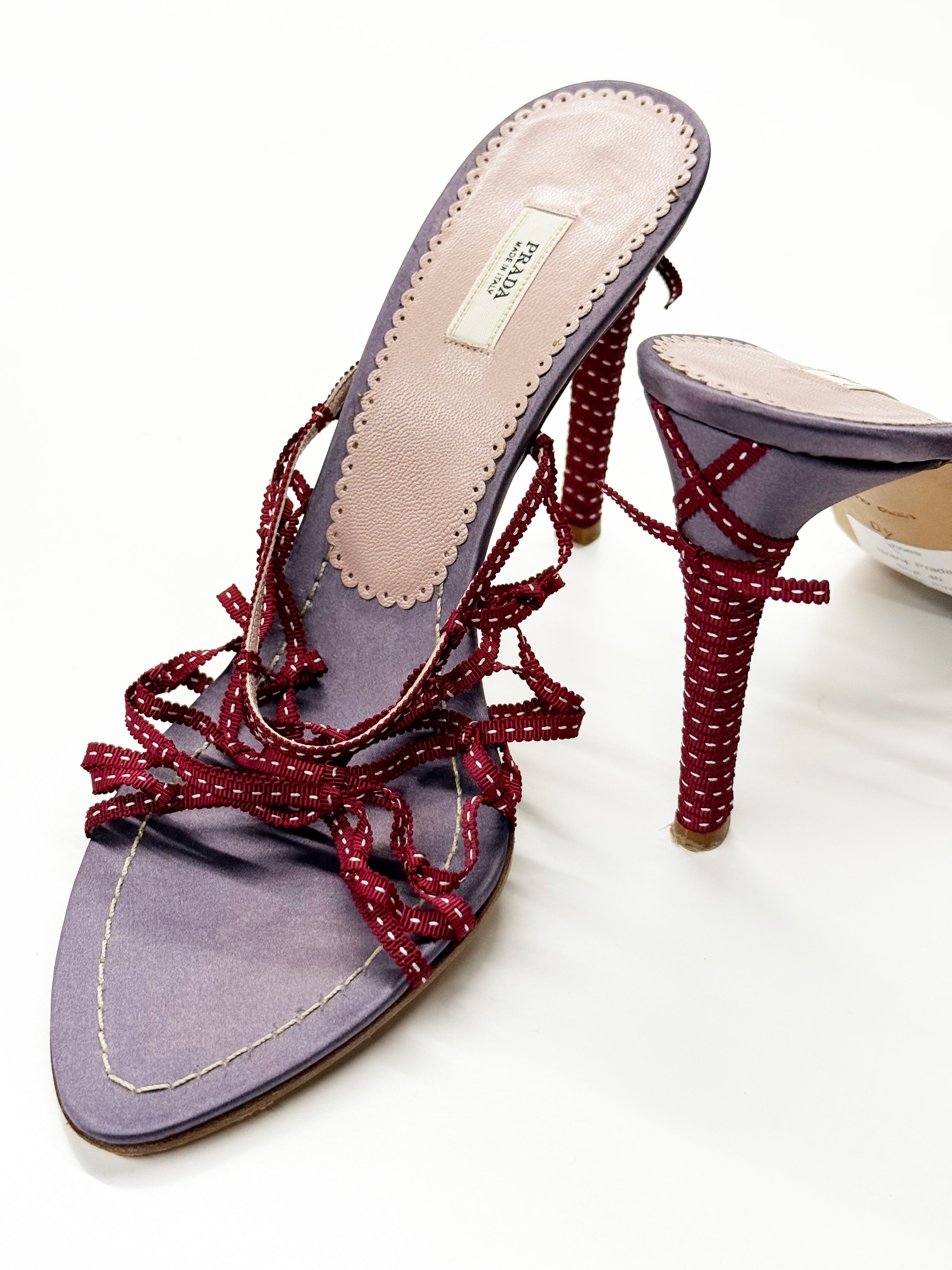 Prada Beaded Lace-Up Heels