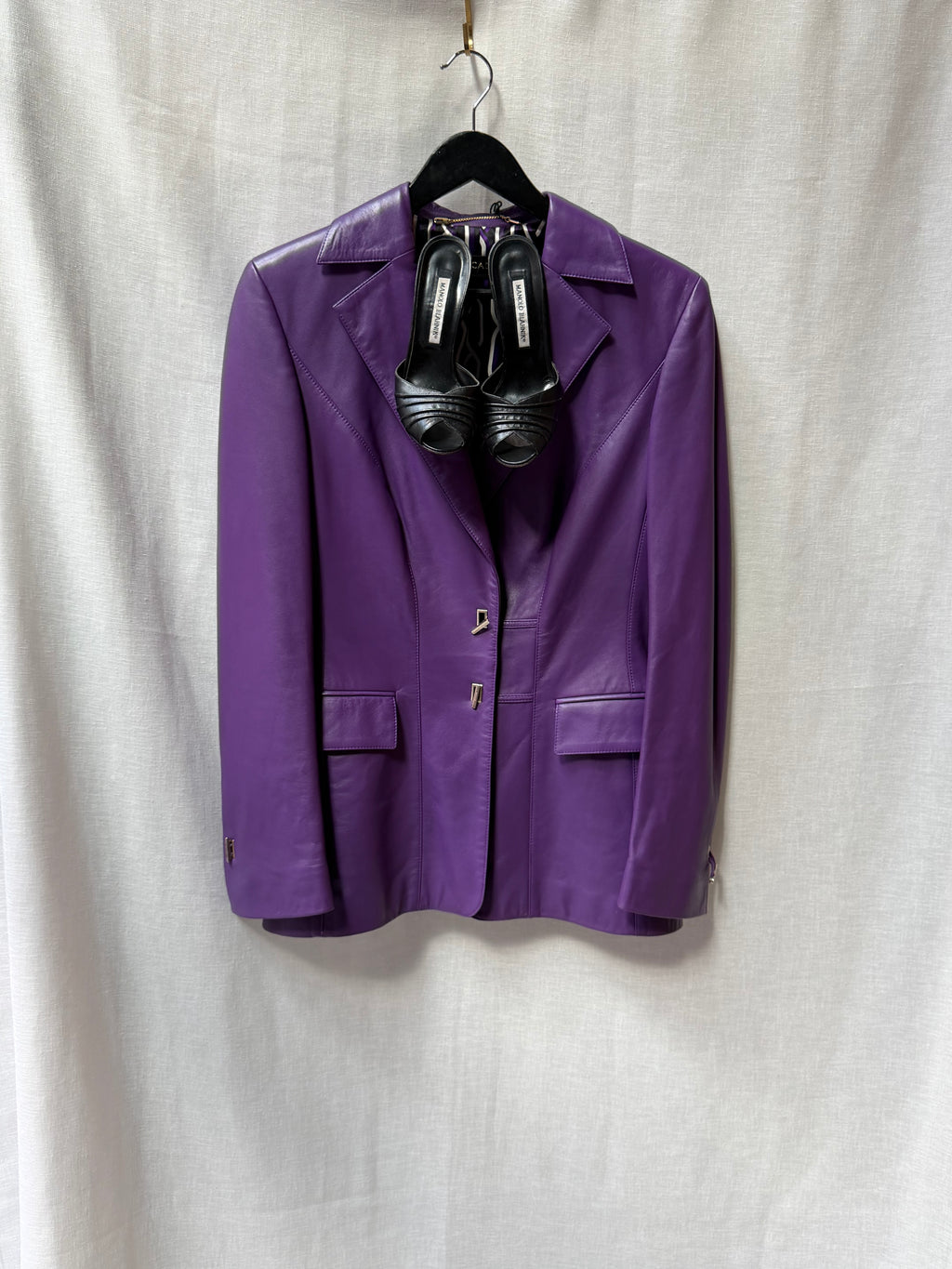 Vintage Escada Purple Leather Blazer Jacket