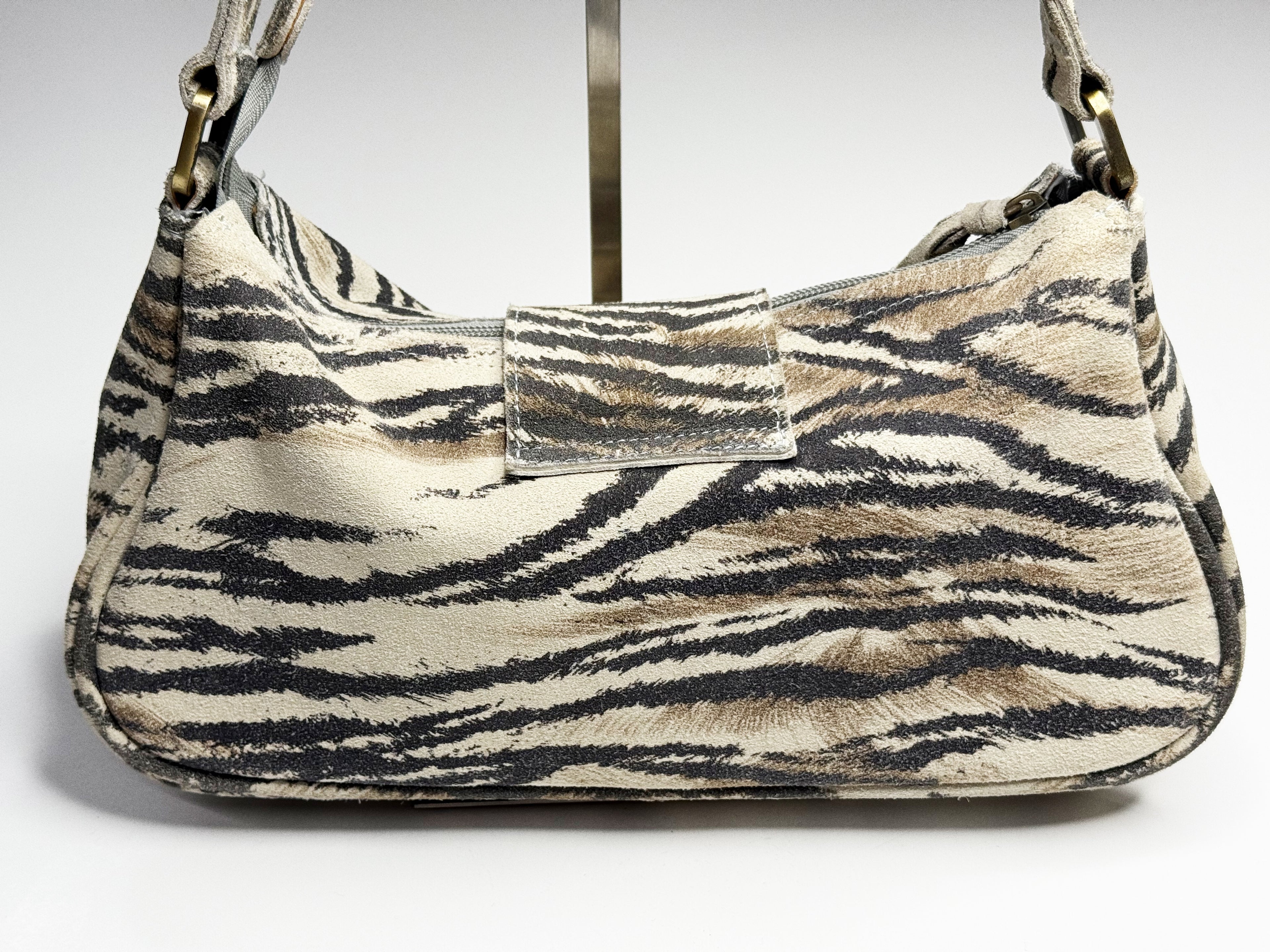 Roberto Cavalli Tiger Suede Shoulder Bag