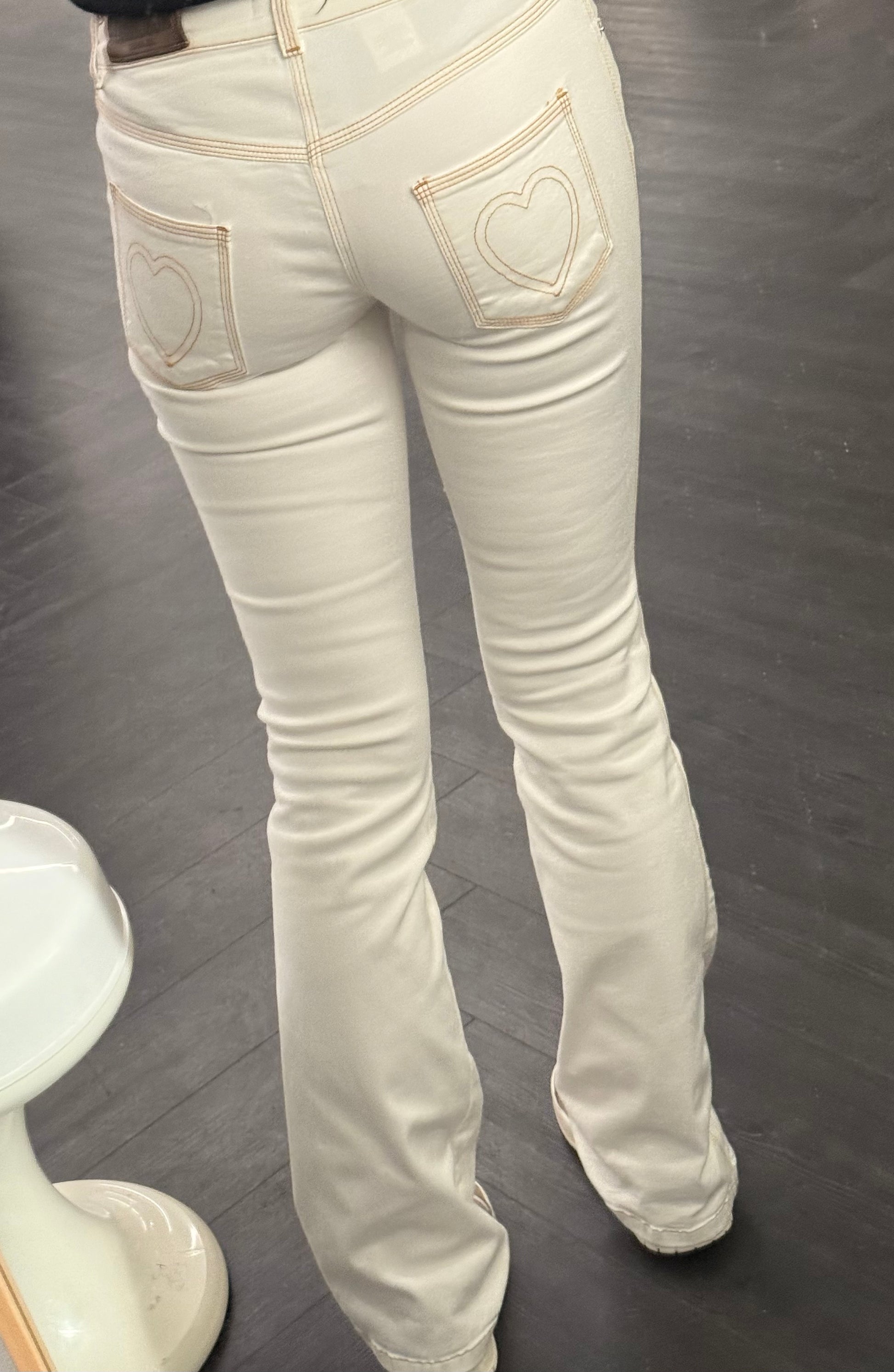 Moschino Jeans White Heart-Stitch Pants