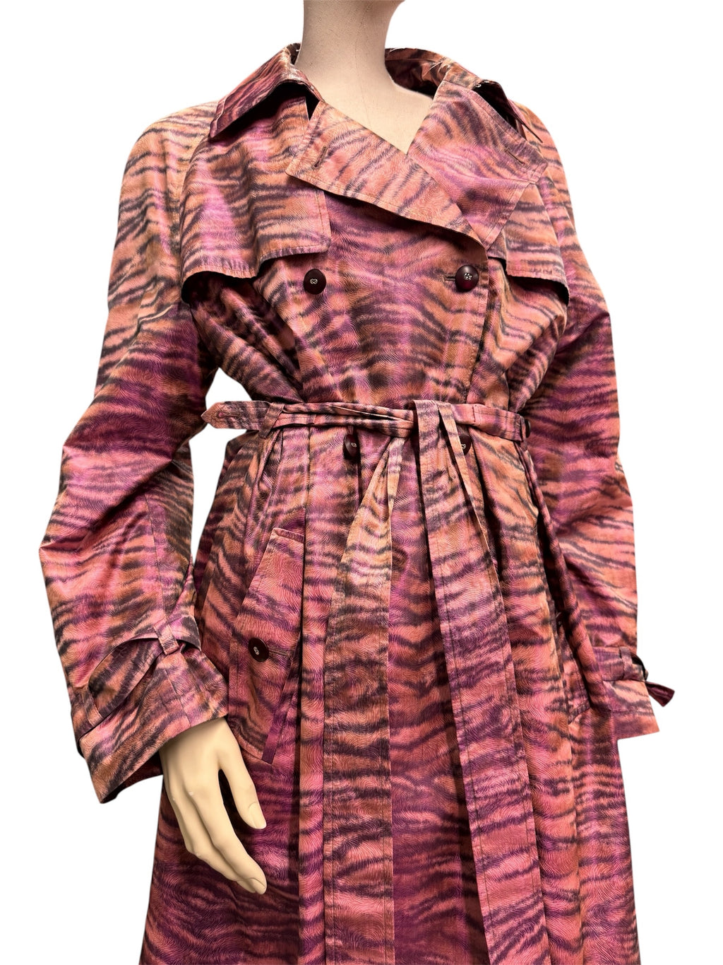 Escada Pink Zebra-Print Trench Coat