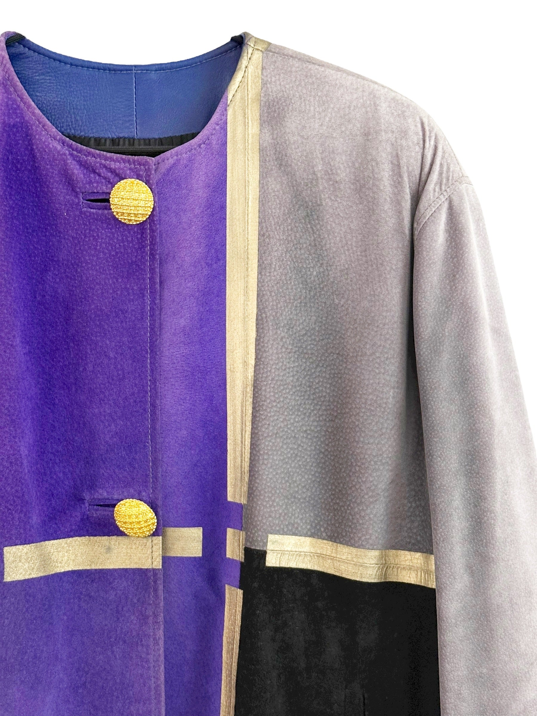 Vintage Suede Colorblock Coat - M