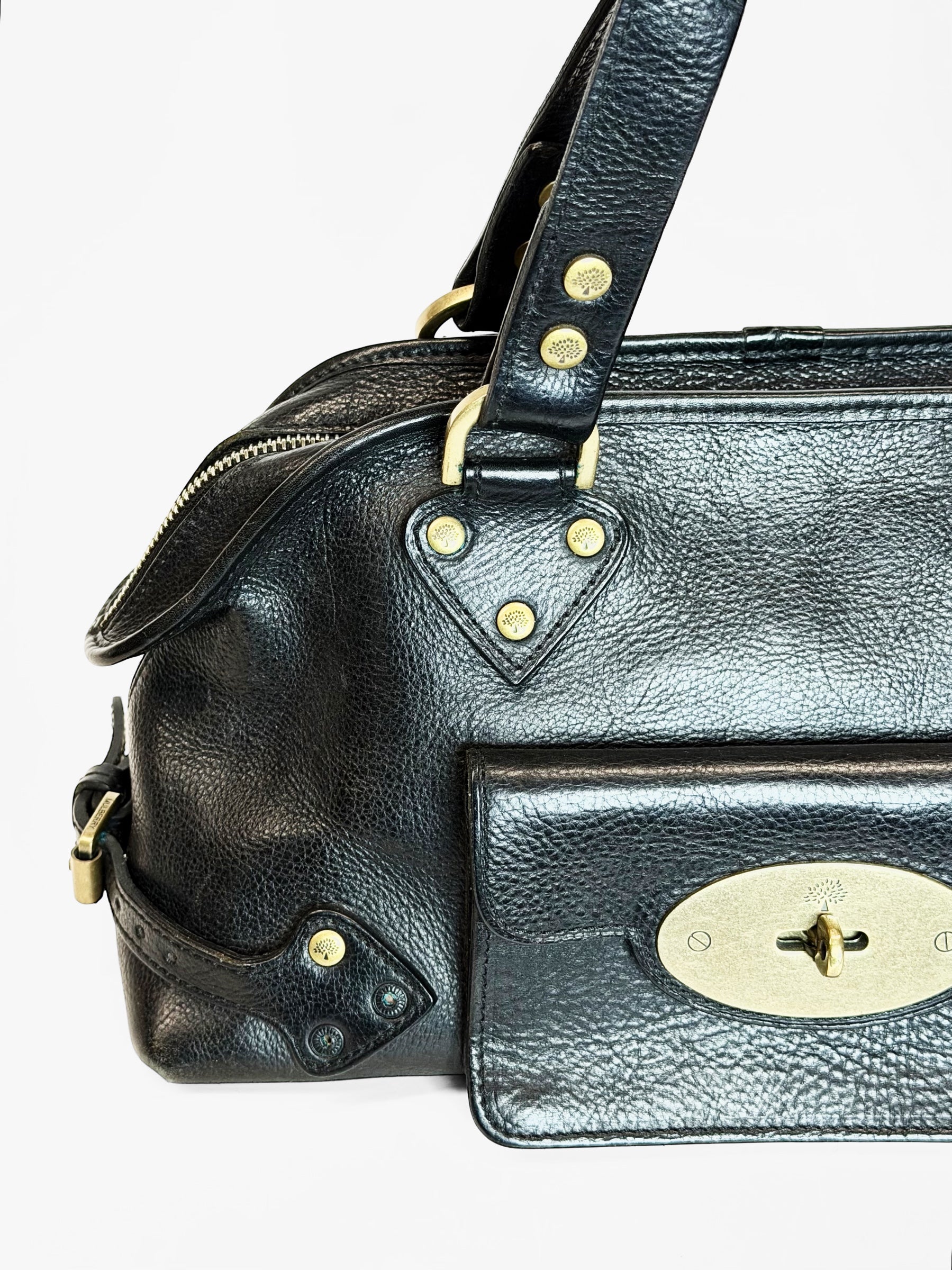 MULBERRY Black Leather Bowler Bag – Early 2000s Icon