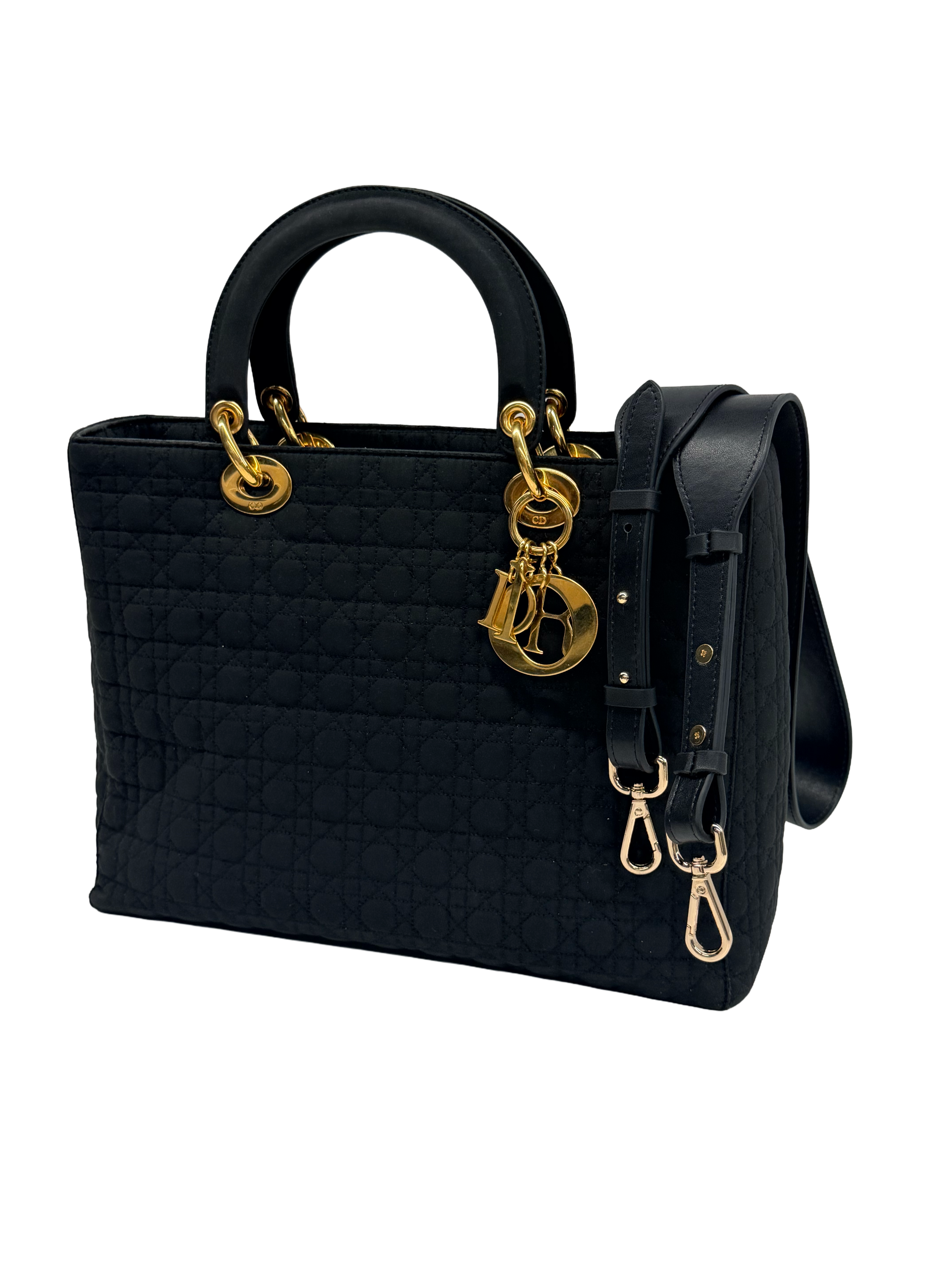 Vintage Lady Dior Large - Black Quilted Nylon