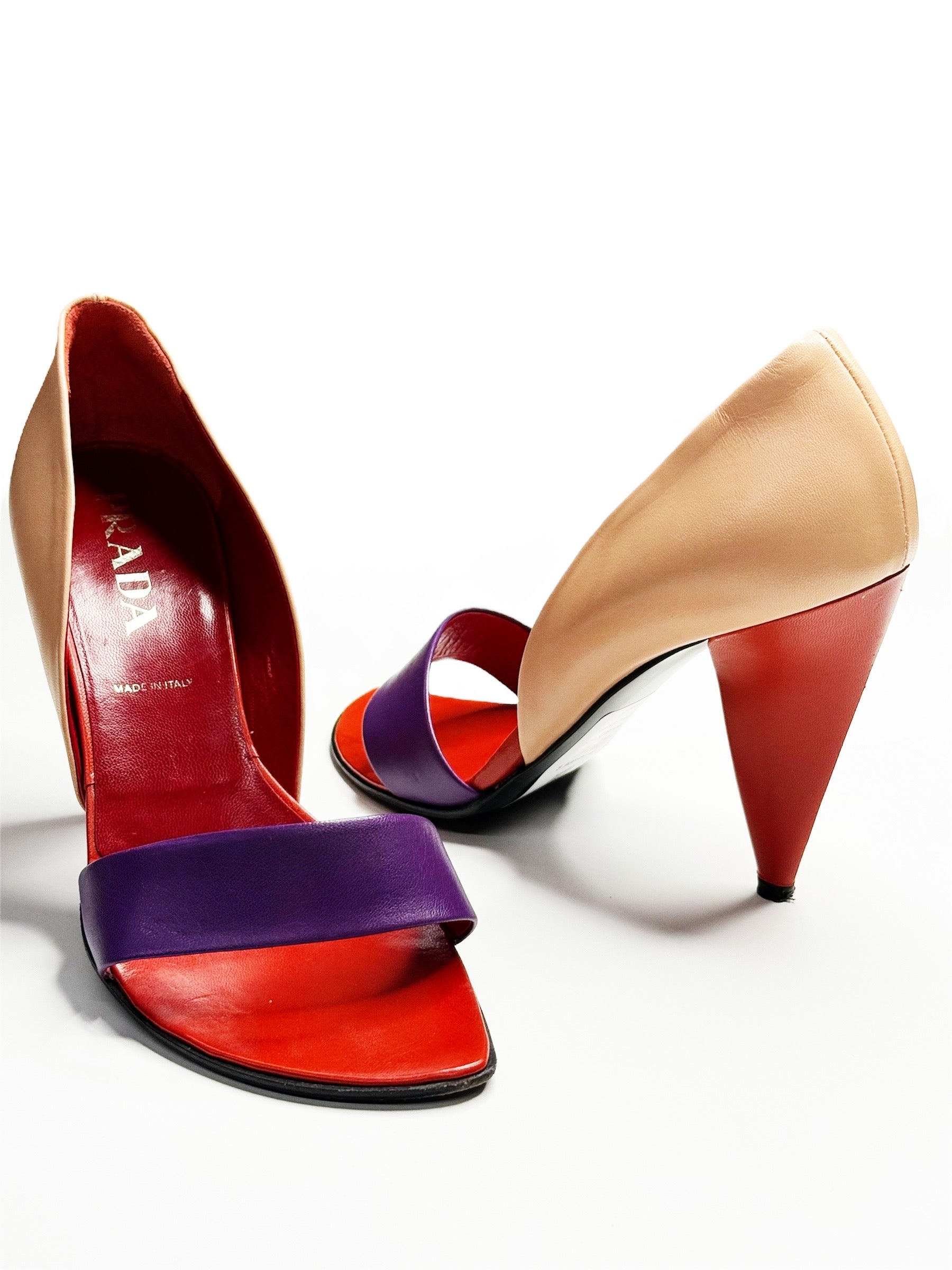 Prada Tricolour Sculptural Heels