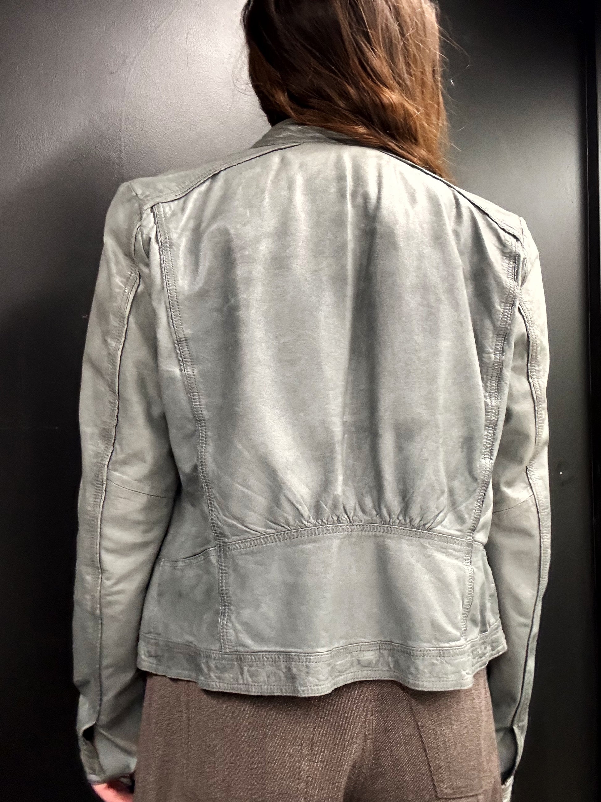 Rock’n Blue Gray Leather Jacket