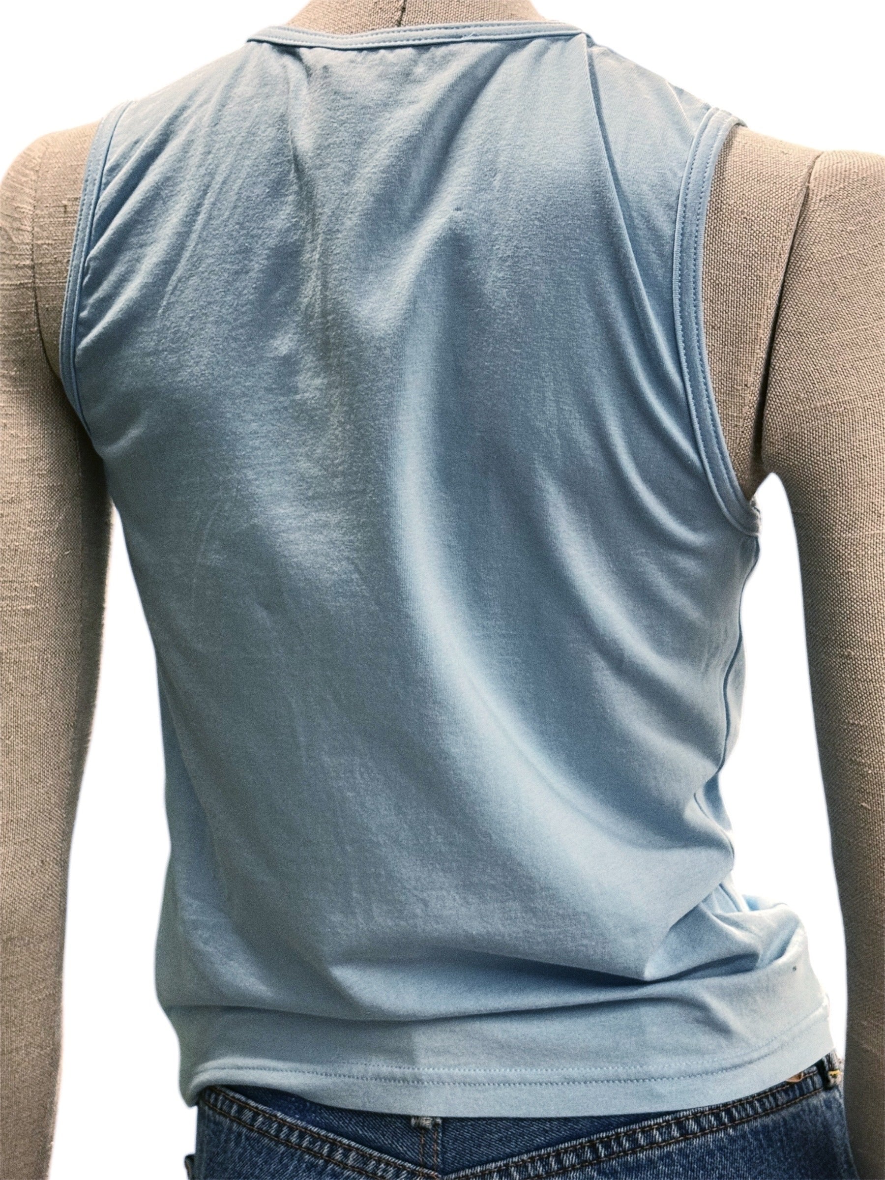 Dolce & Gabbana Light Blue Tank Top with Rhinestone Logo