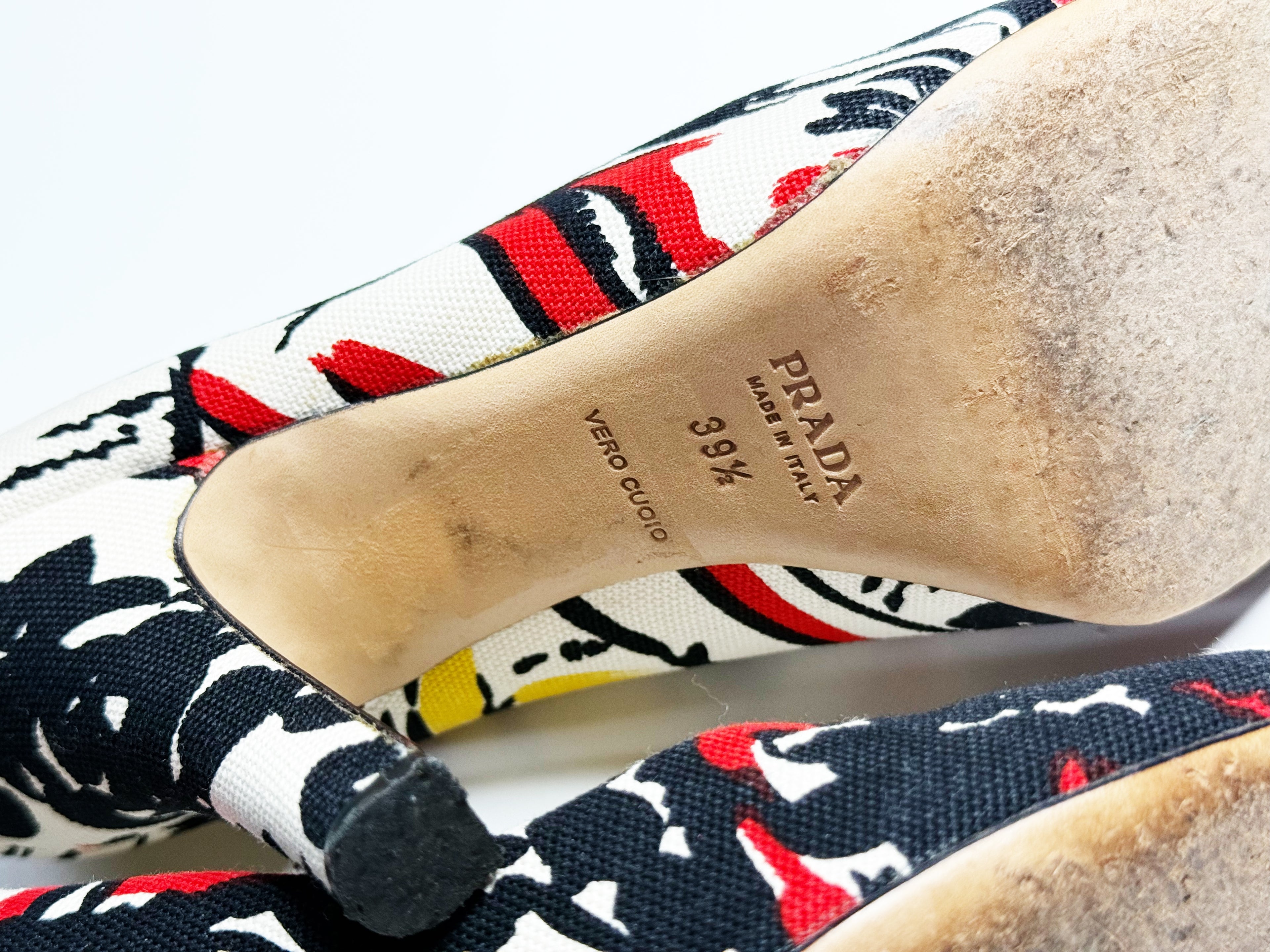 Prada Printed Canvas Pumps