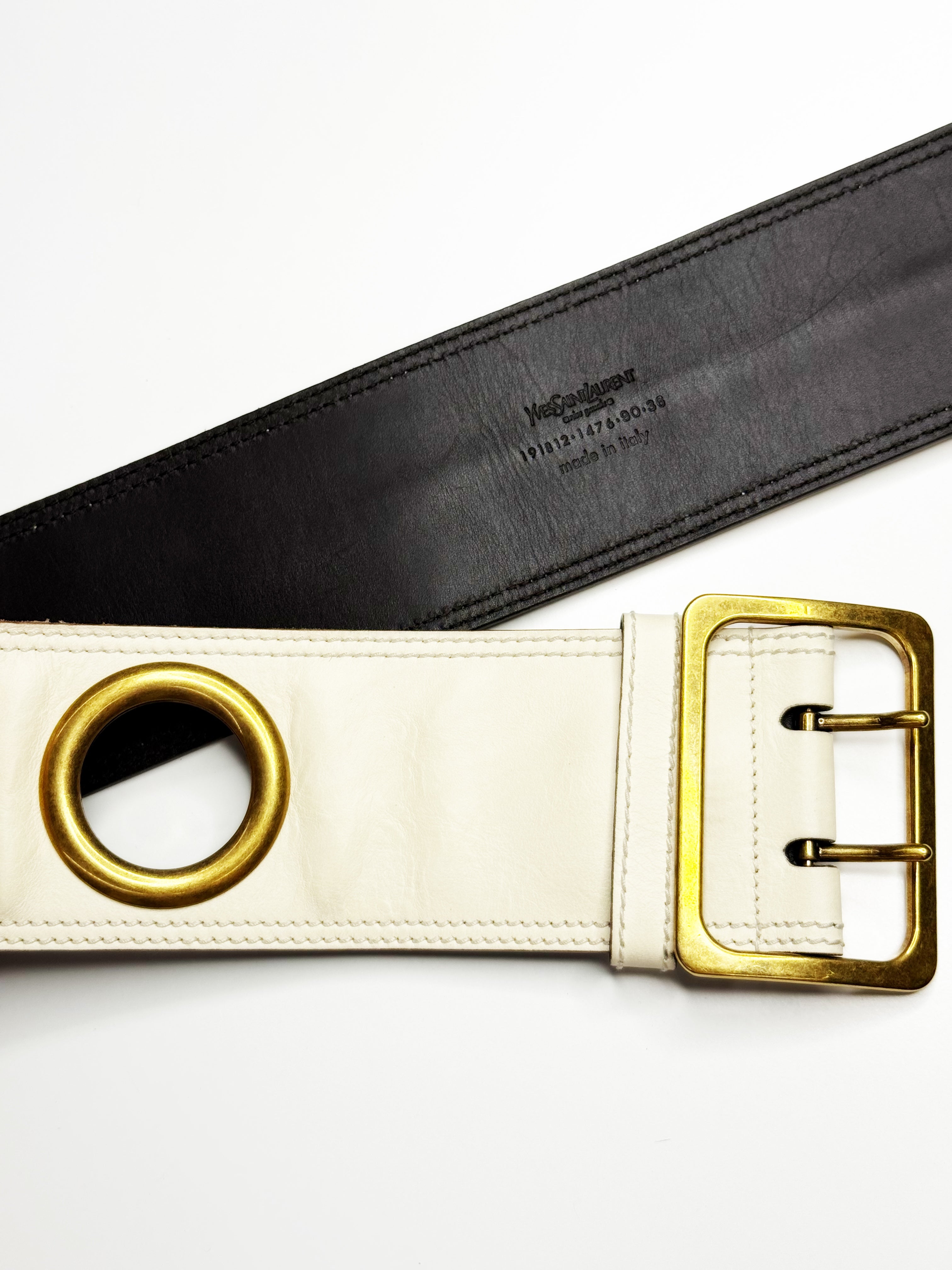 YVES SAINT LAURENT Wide Leather Belt – Made in Italy