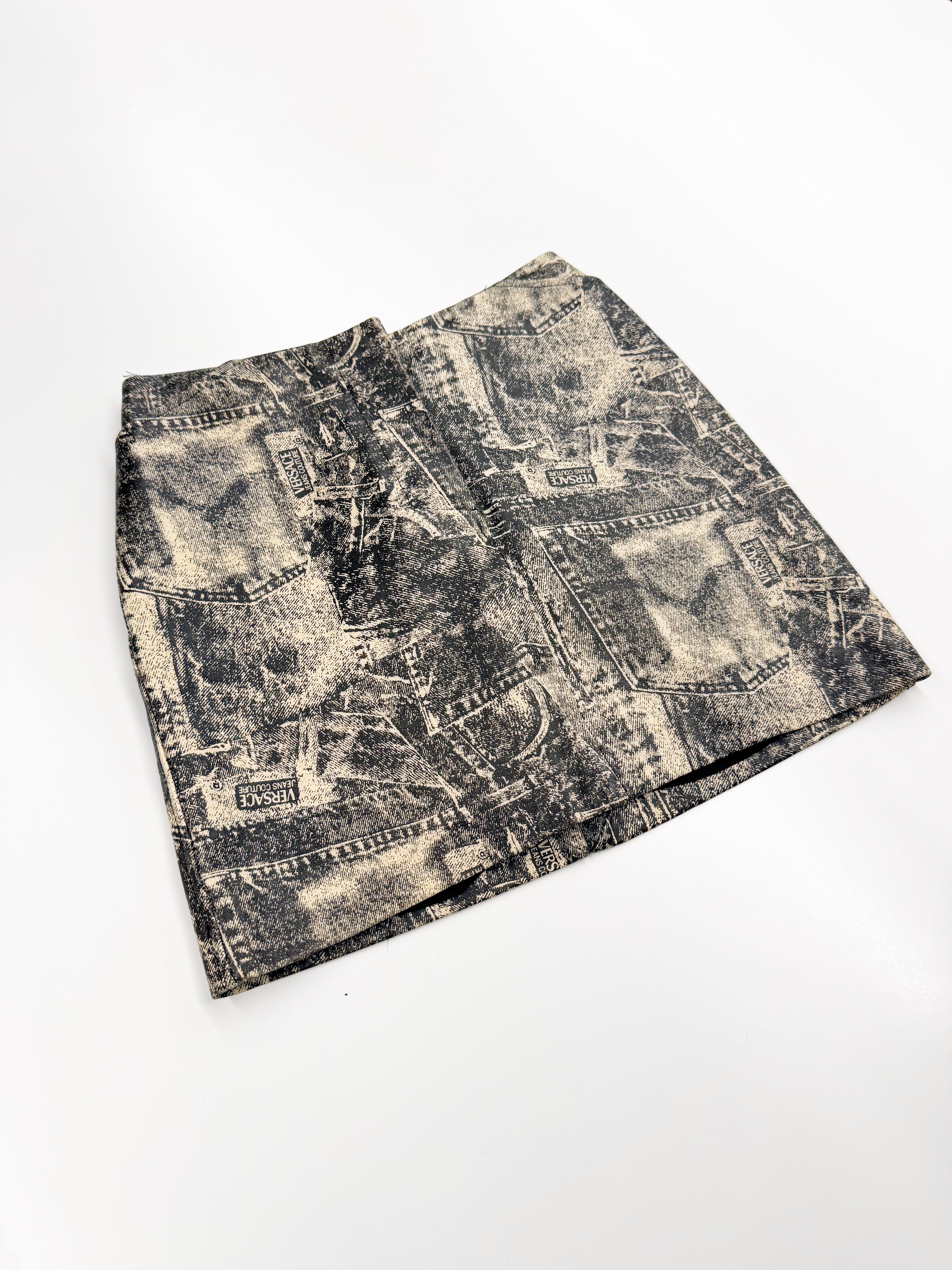 Vintage Versace Jeans Couture Leather Mini Skirt