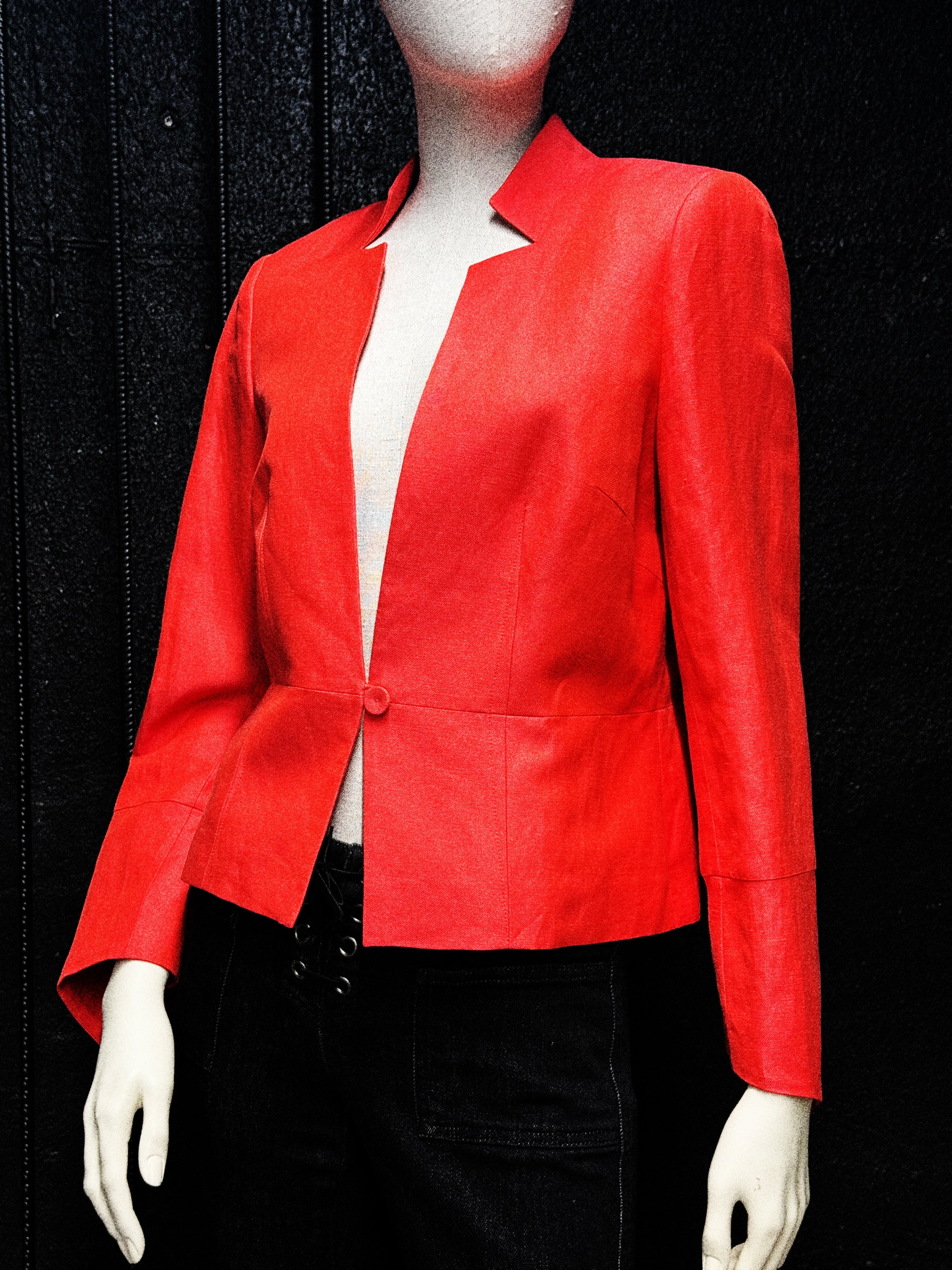 JAEGER Red Silk-Linen Fitted Blazer