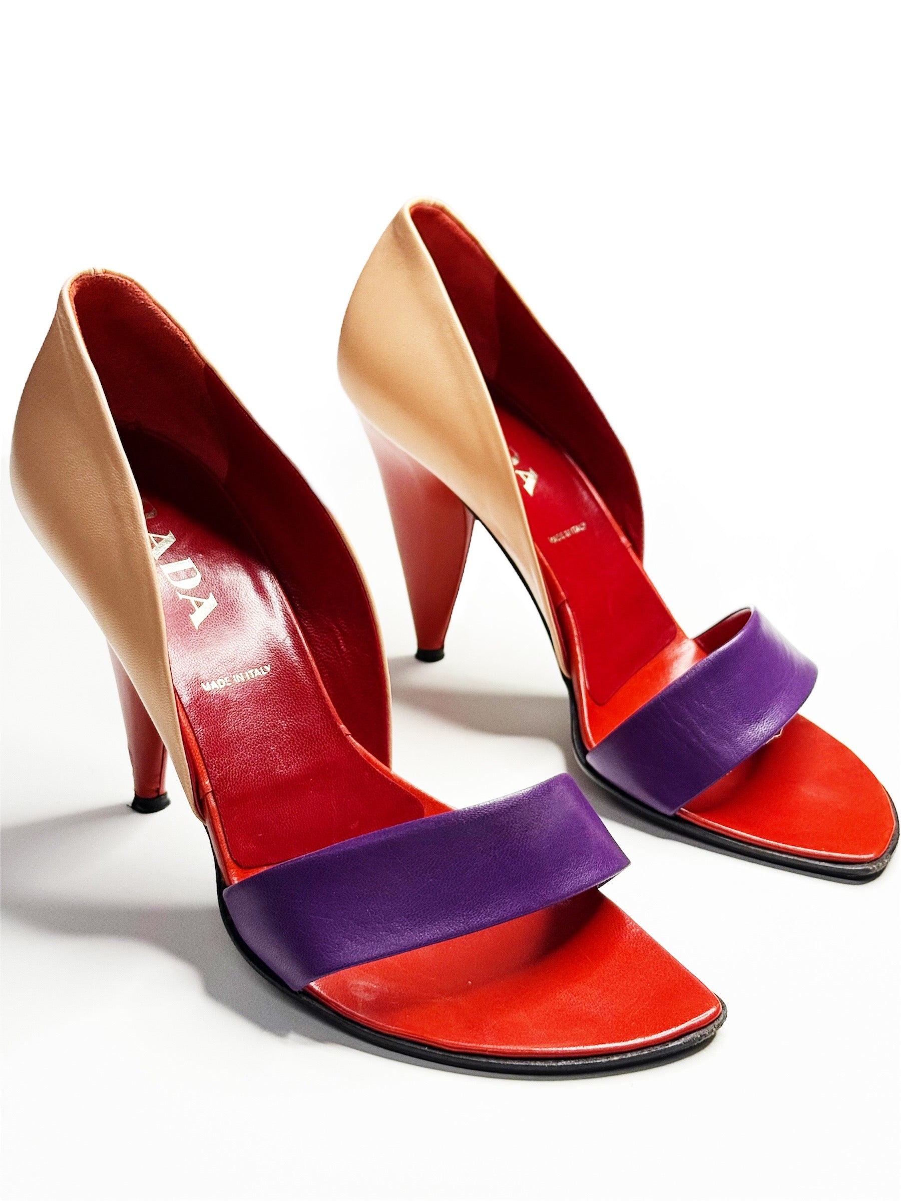 Prada Tricolour Sculptural Heels
