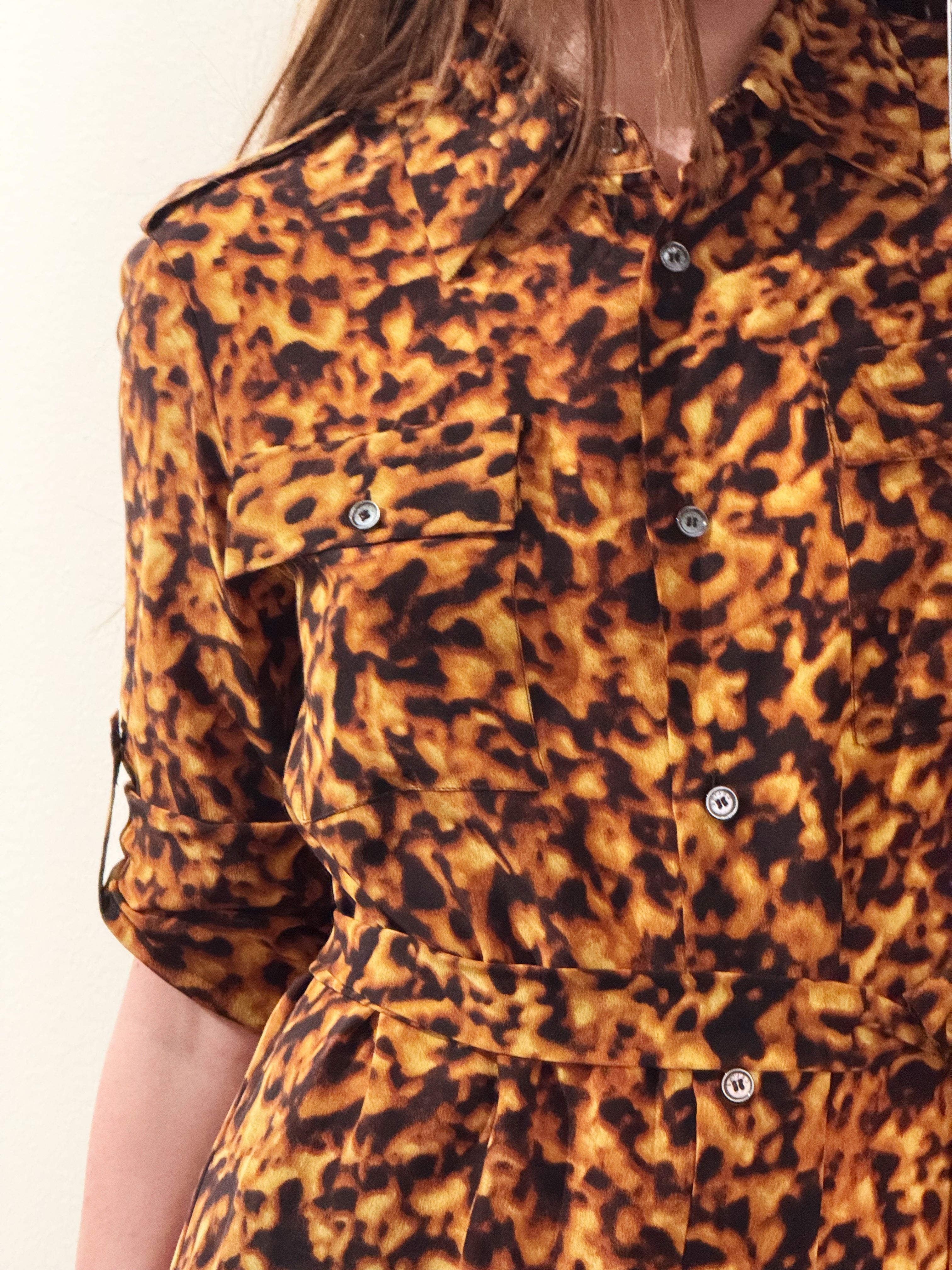 Celine Silk Dress in Leopard Print