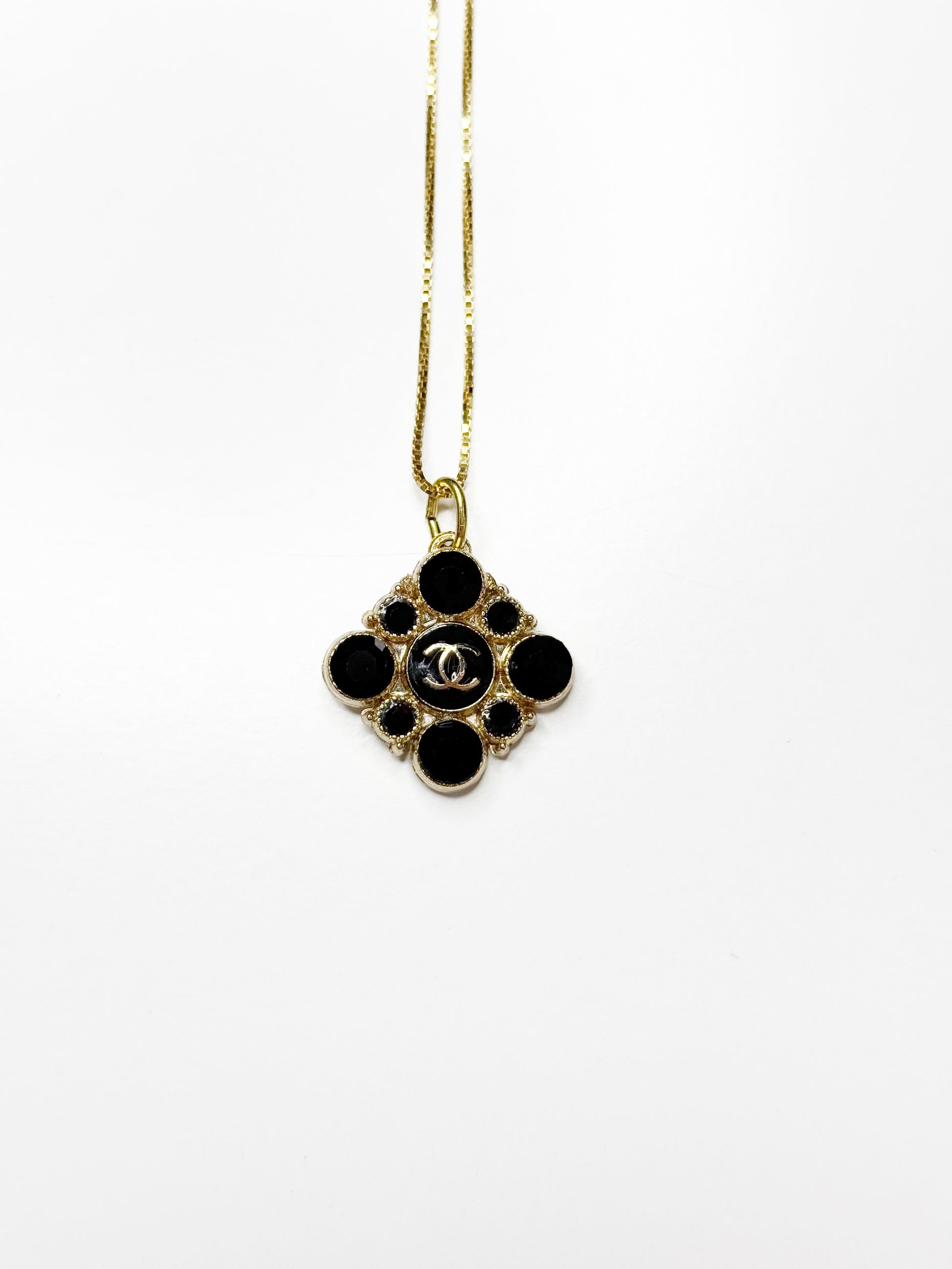 Vintage Chanel Filigree Logo Pendant Necklace