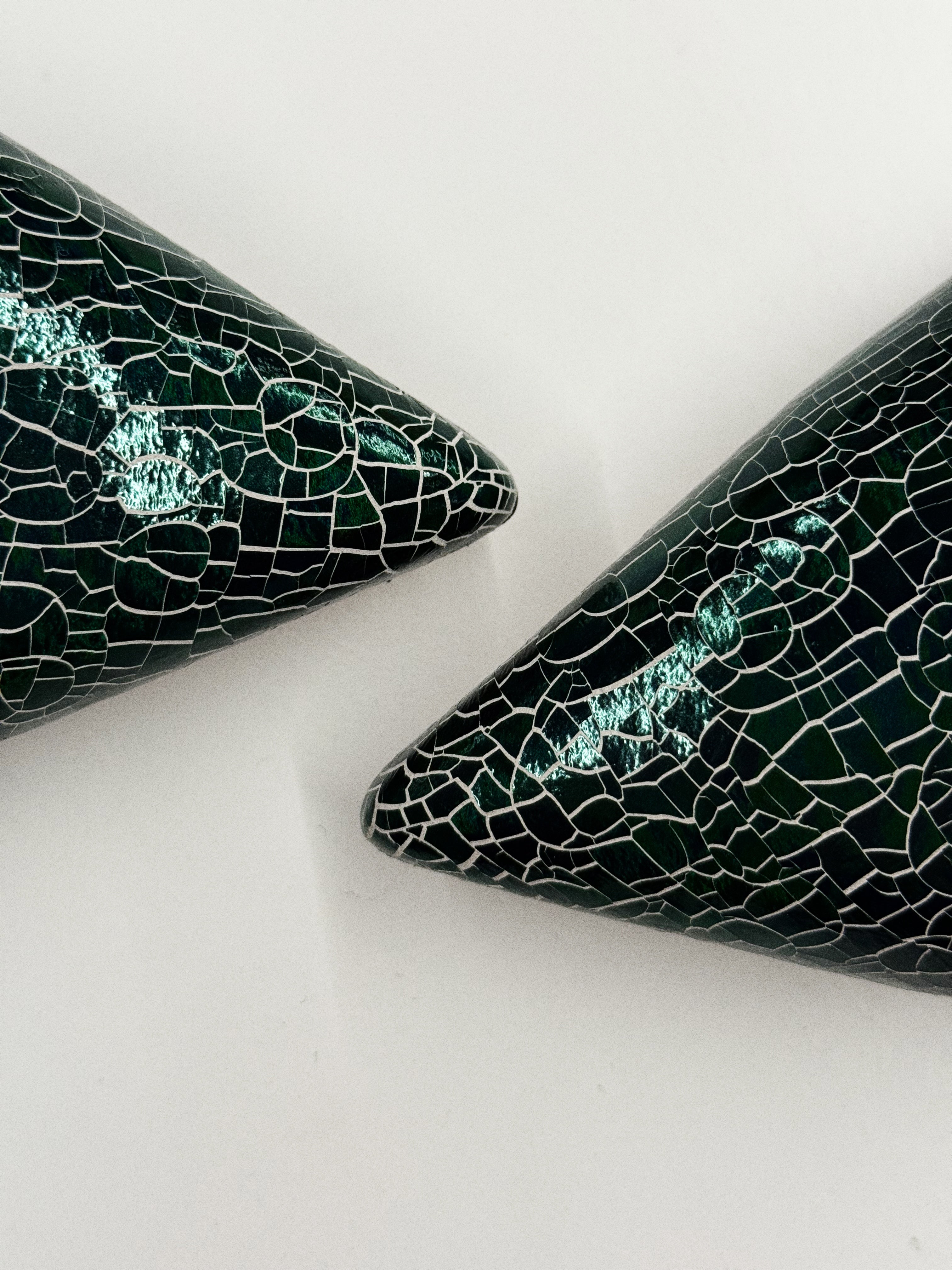 Giamba Paris Green Embossed Leather Pumps