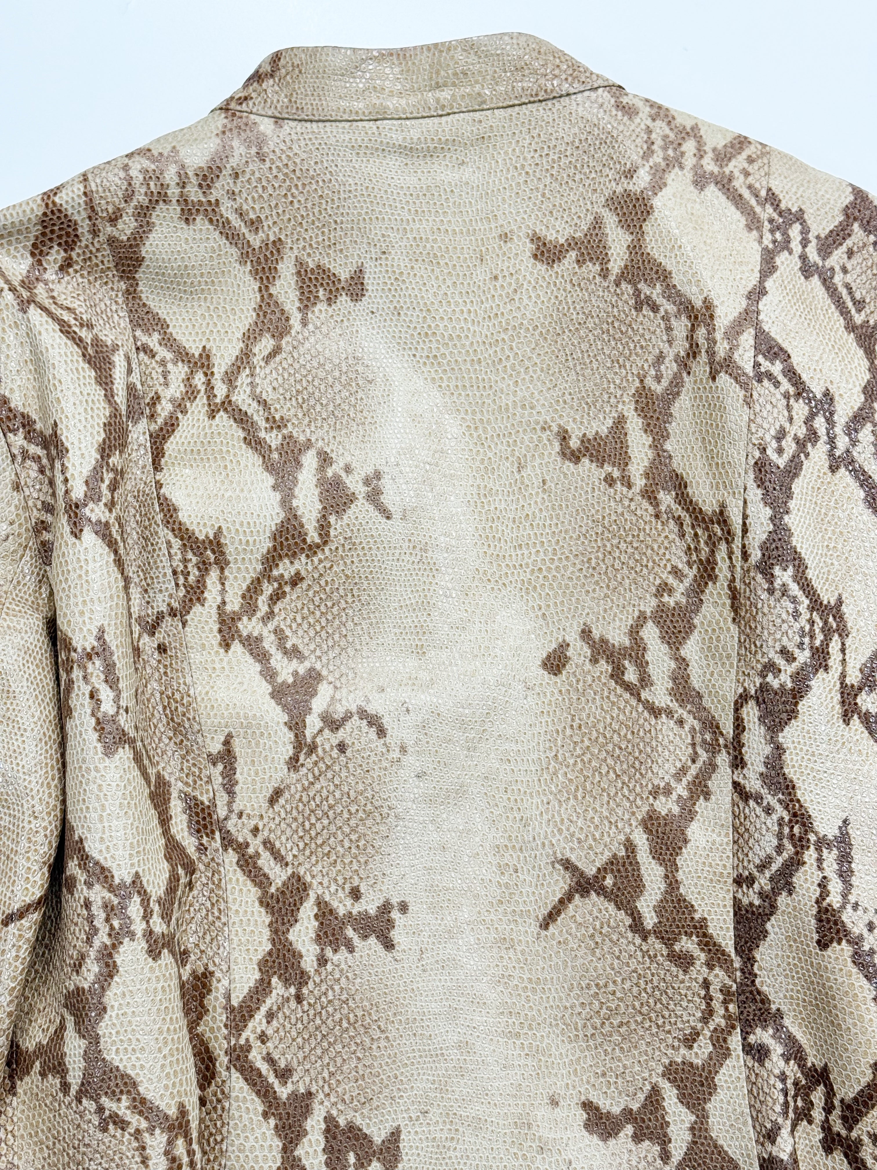 Vintage Patrizia Pepe Snake-Effect Leather Jacket