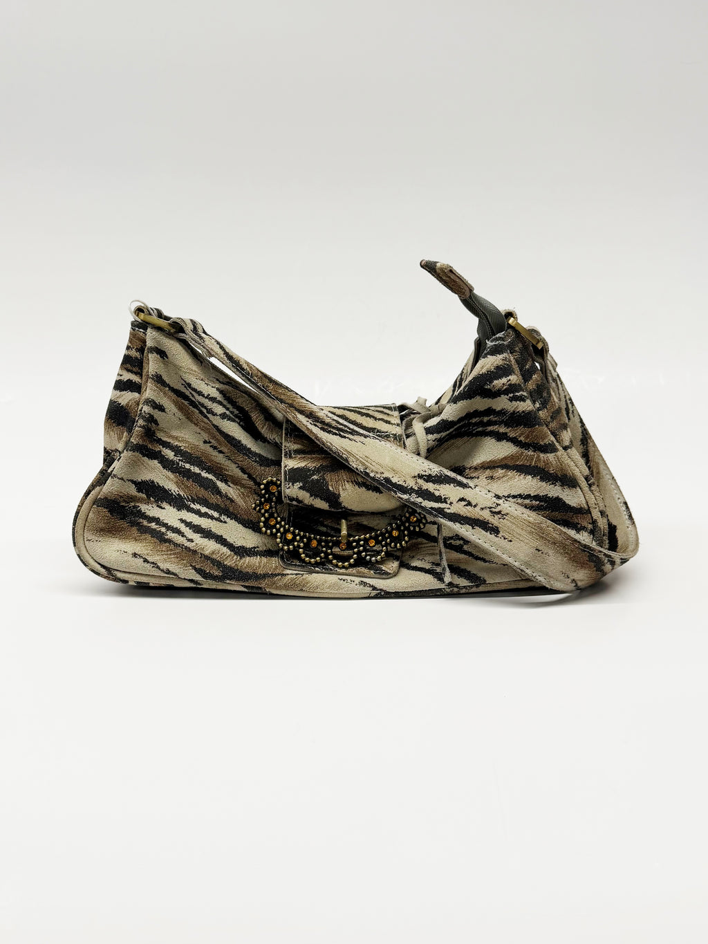 Roberto Cavalli Tiger Print Pony Hair Shoulder Bag