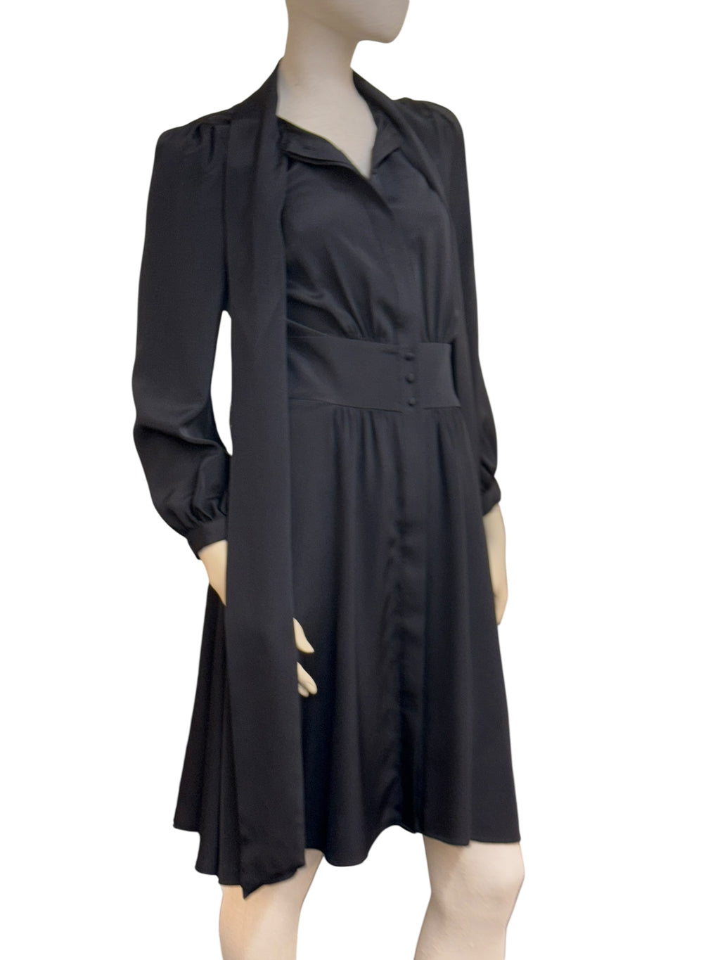 Cavour Silk Tie-Neck Dress - XS