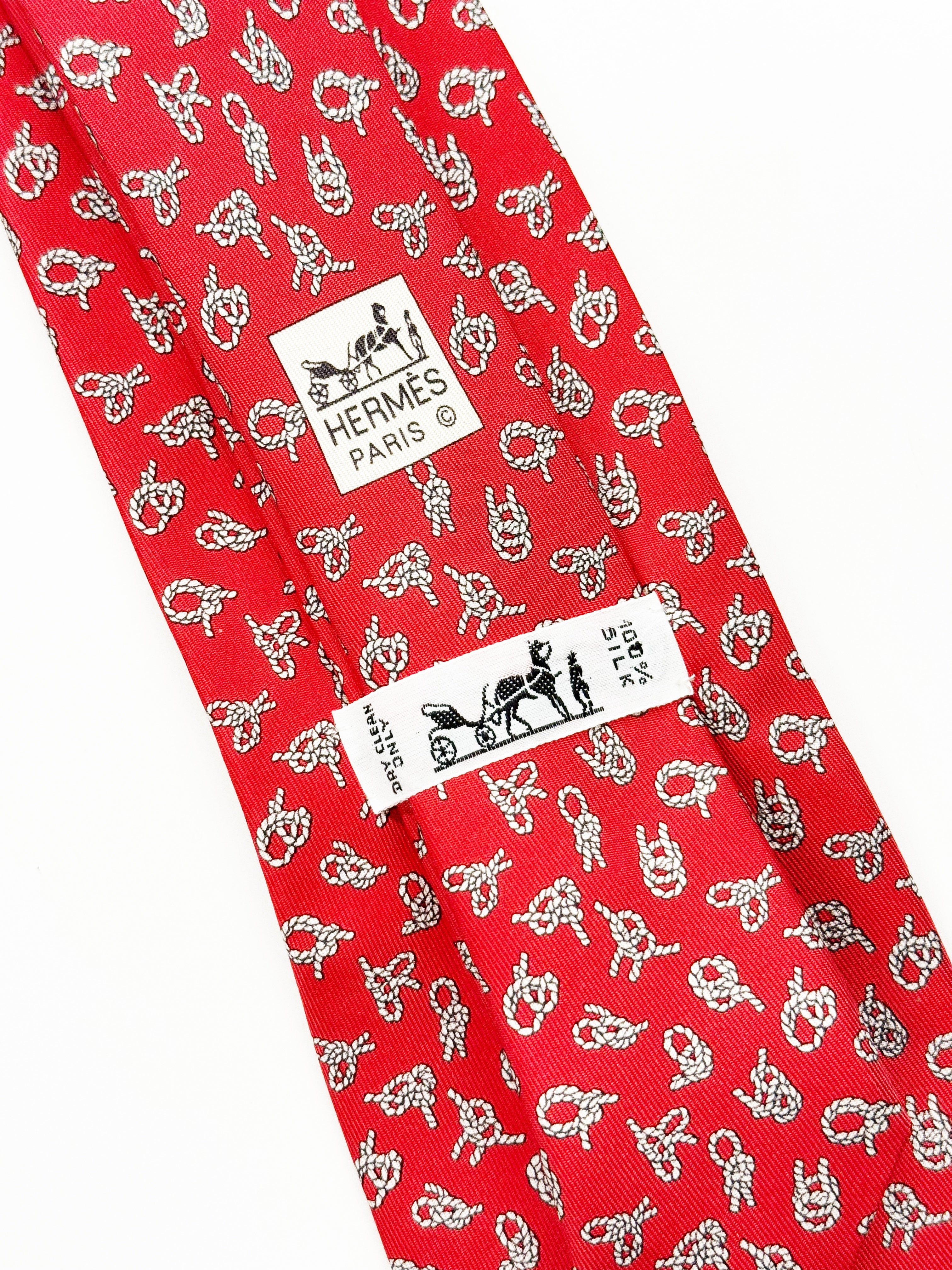 Hermès Paris Red Silk Tie