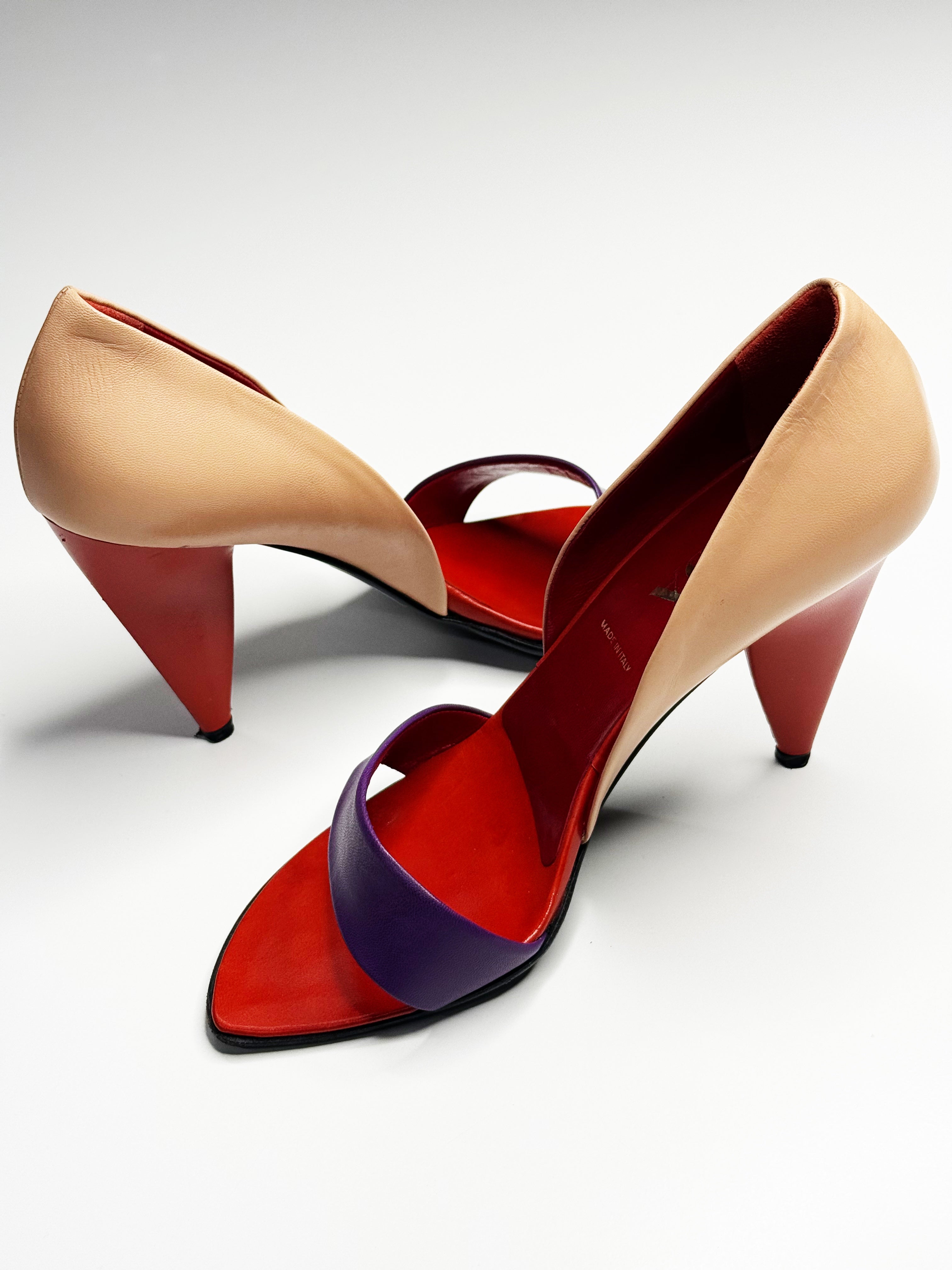 Prada Tricolour Sculptural Heels