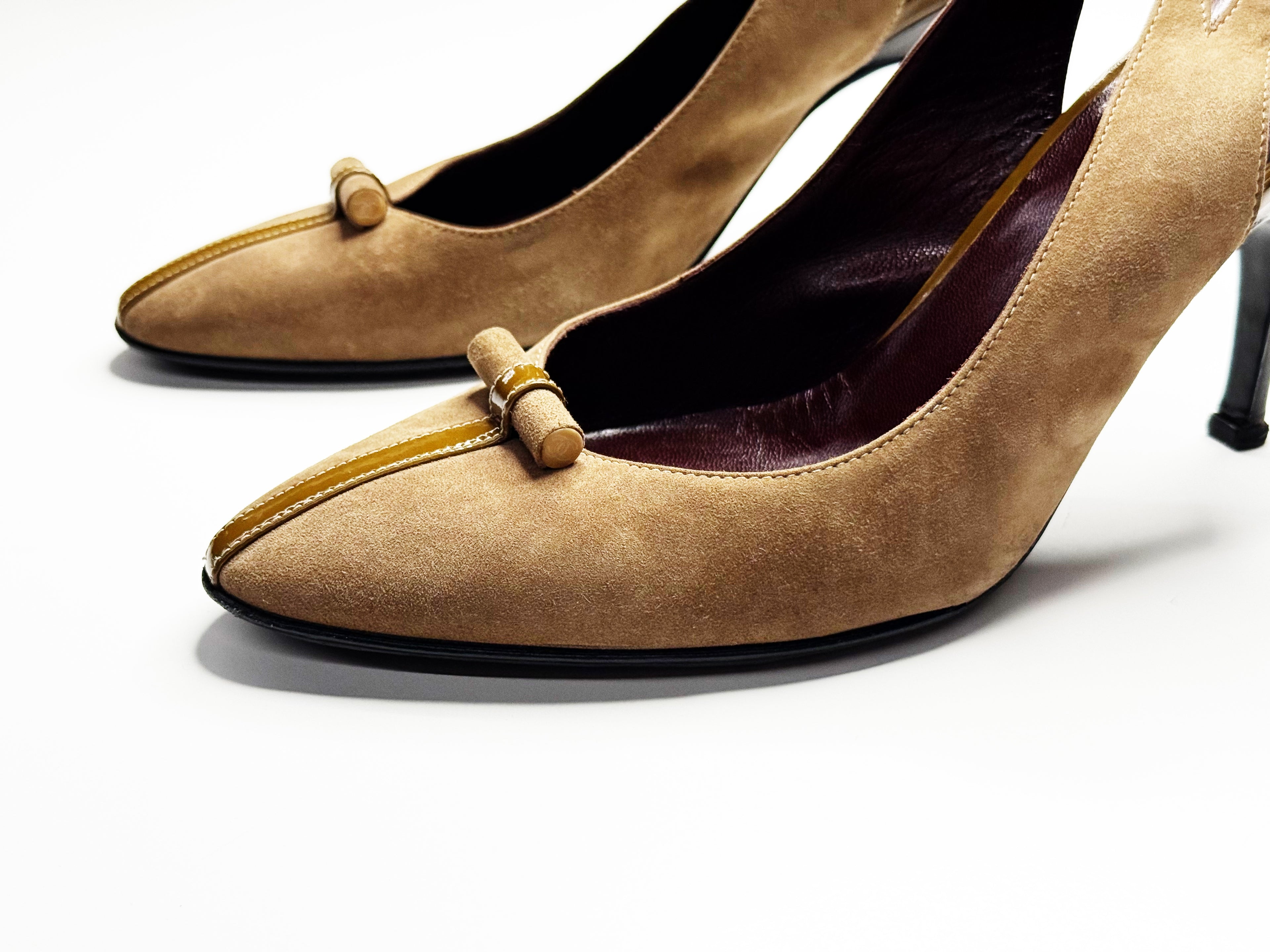 CHANEL Slingback Heels with Patent Trim