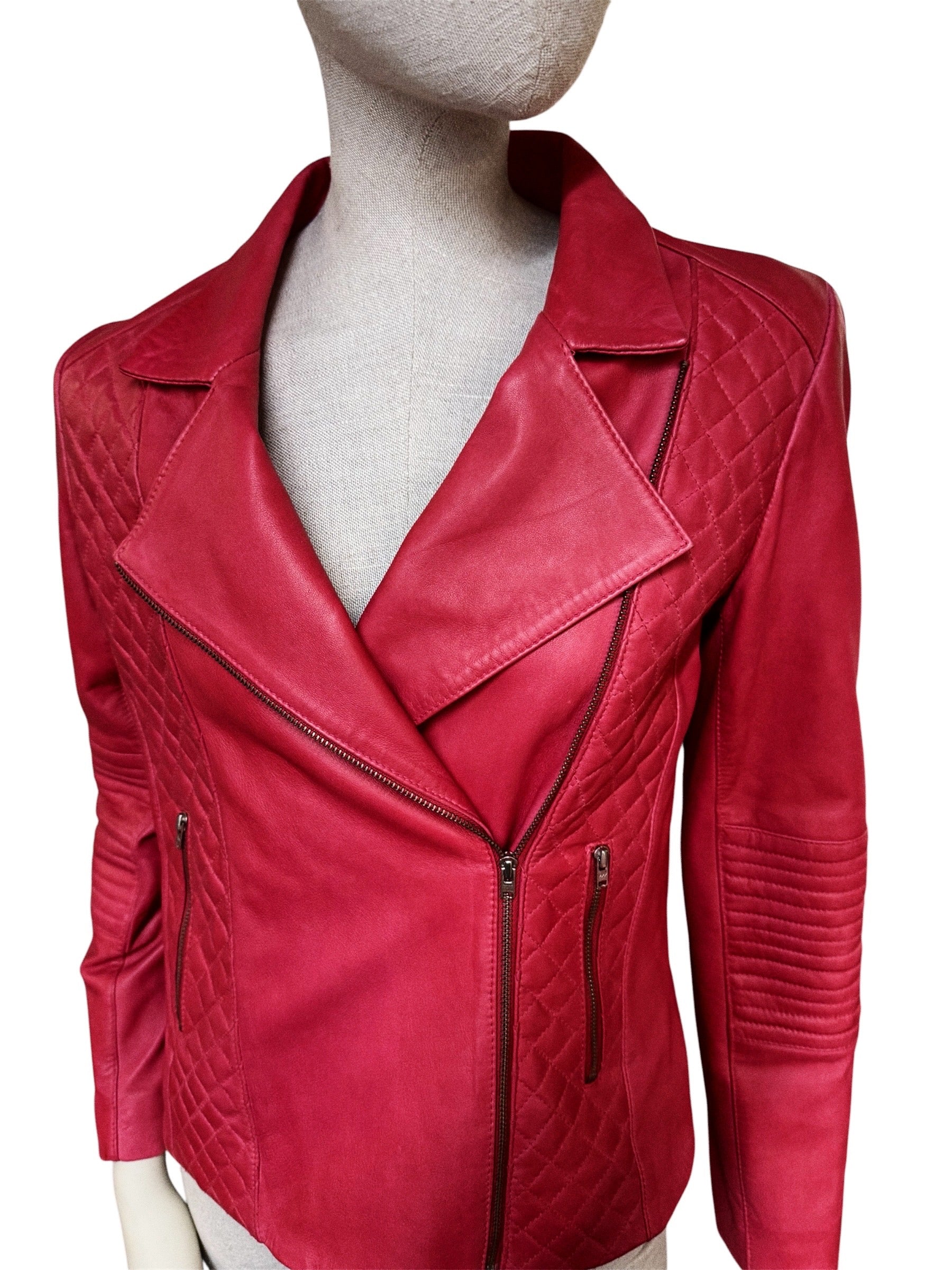 Pablo Gerard Darel Red Lamb Leather Jacket